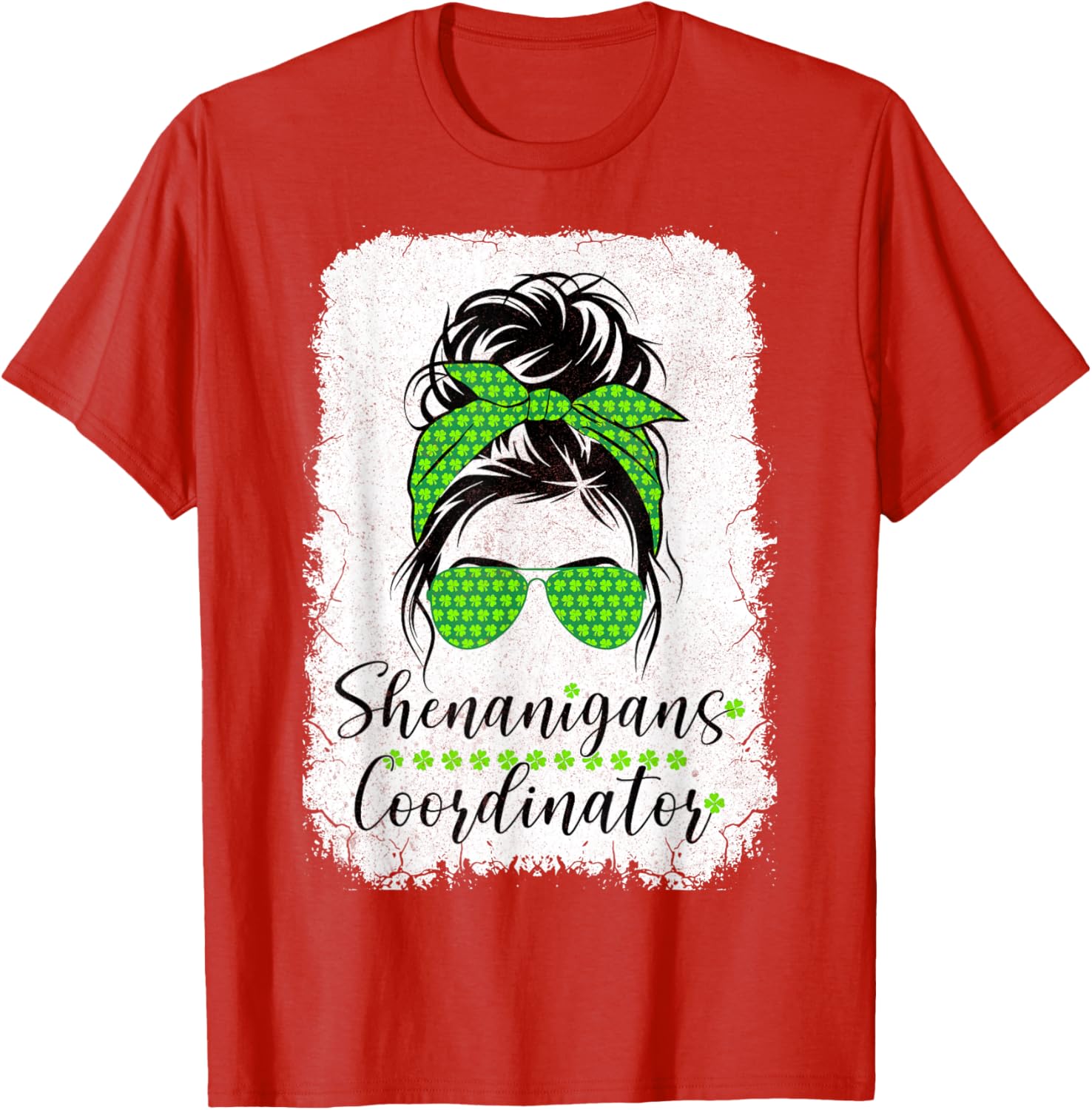 Shenanigans Coordinator Messy Bun St Patricks Day T-Shirt for Women - 15