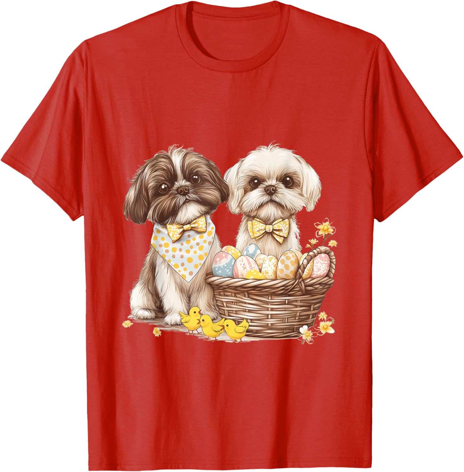 Happy Easter Shih Tzu Dog T-Shirt with Eggs and Chicks for Fun Celebrations - 12
