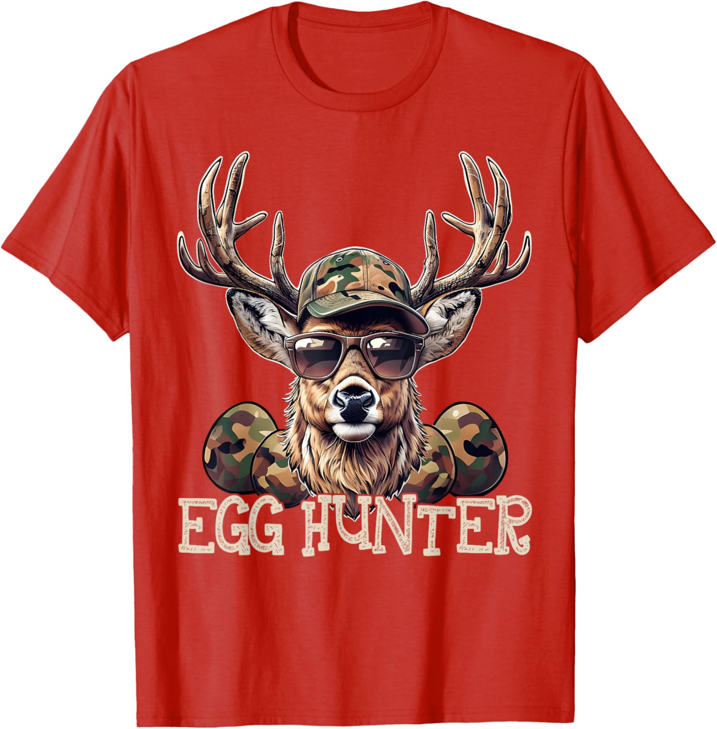 Egg Hunter Deer Camo Cap Boys T-Shirt Perfect for Easter and Hunting - 11