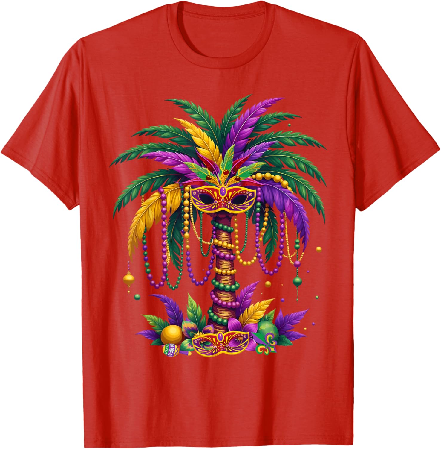 Funny Palm Tree and Beads T-Shirt for Mardi Gras Tropical Parties - 20