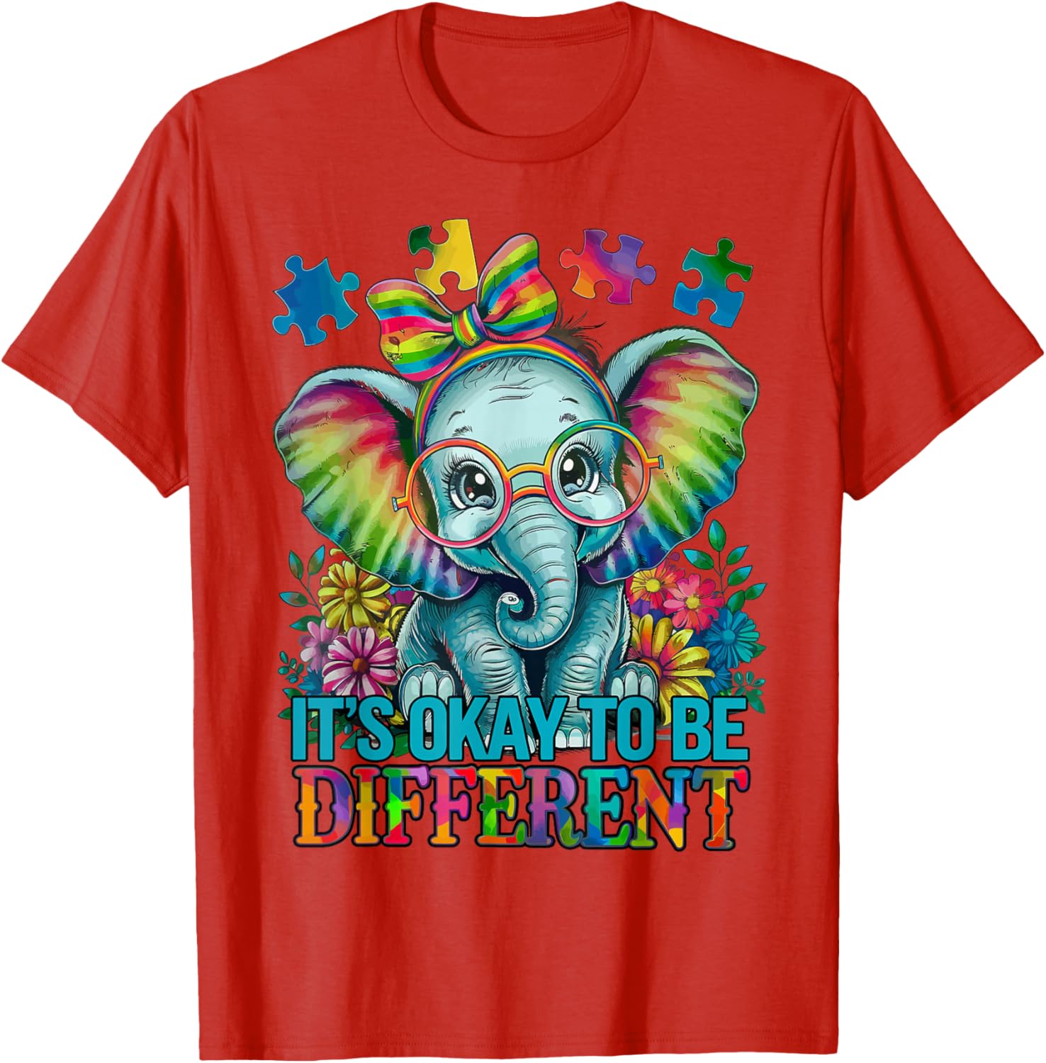 Cute Elephant Autism Awareness T-Shirt Embrace Differences in Style - 2