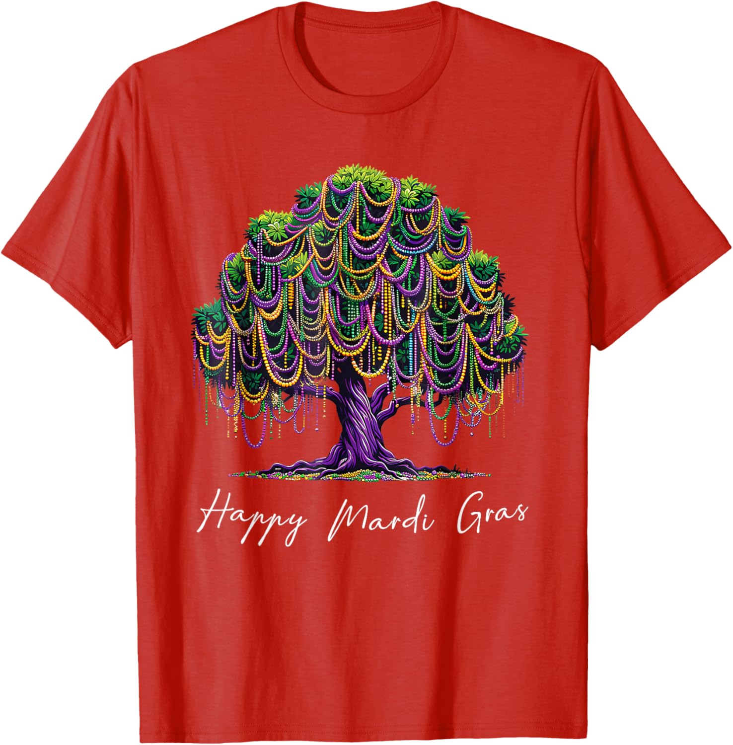 Mardi Gras Tree Beads T-Shirt for Men, Women, and Kids – Fat Tuesday Fun - 13
