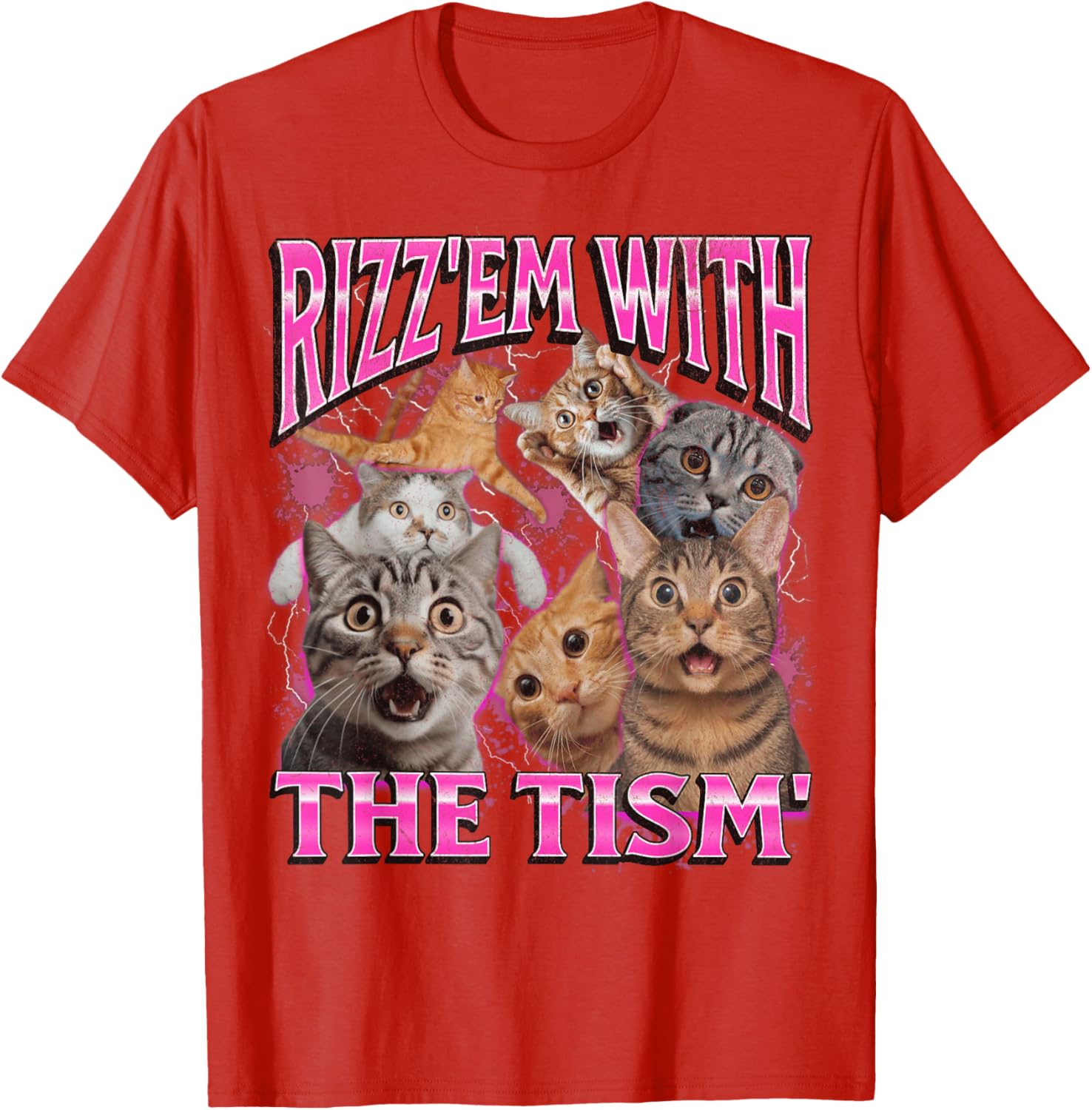 Funny Rizz Em With The Tism Cat Meme Vintage 90s T-Shirt for Men and Women - 13