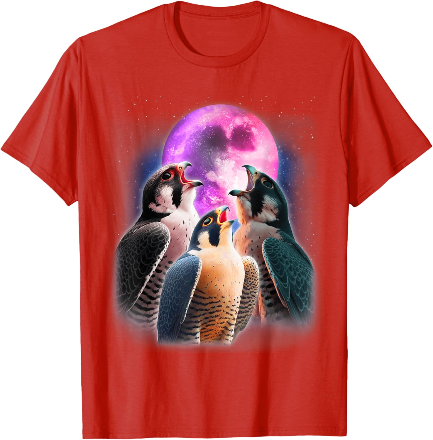 Funny Peregrine Falcon T-Shirt Howling at the Moon for Bird Lovers - 3