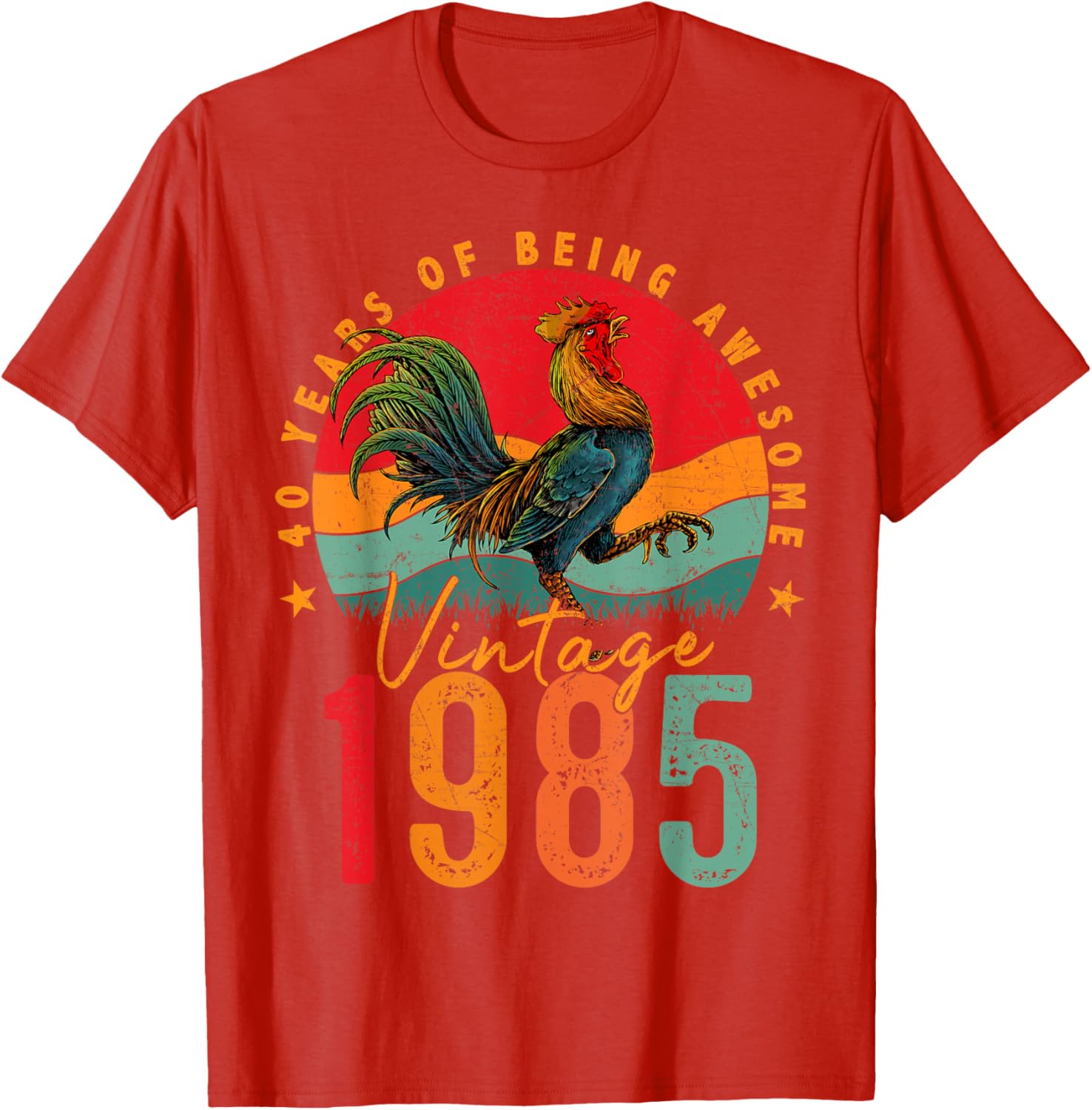 Vintage 1985 Chicken 40th Birthday Mens T-Shirt for 40 Year Old Gifts - 26