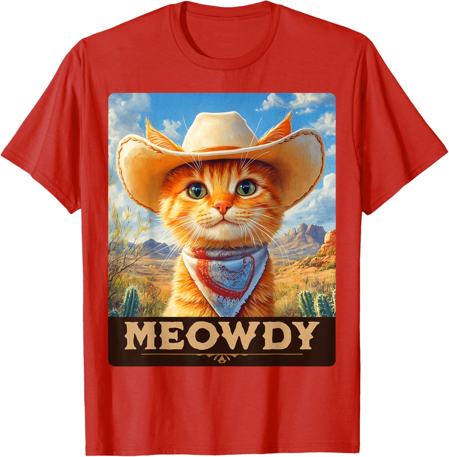 Meowdy Cowboy Cat T-Shirt for Wild West Lovers - Fun Pet Apparel - 28