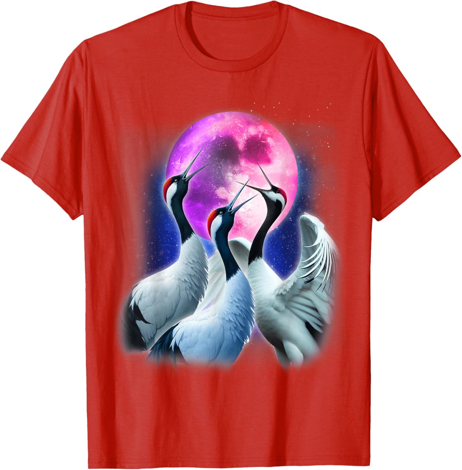 Funny Whooping Crane Howling at the Moon T-Shirt for Bird Lovers - 4