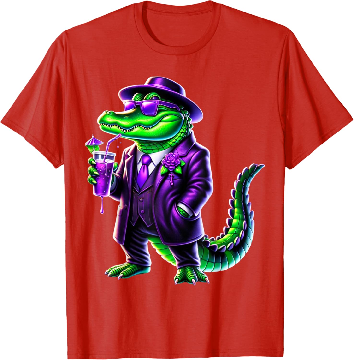 Awesome Unisex Mardi Gras T-Shirt Black Cartoon Pattern Small Crew Neck - 13