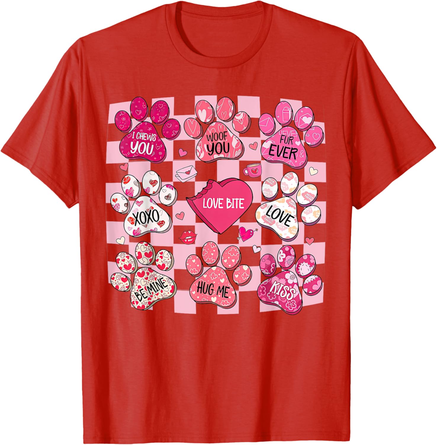 Cute Dog Paw Heart T-Shirt for Valentine's Day - Perfect Gift for Dog Lovers - 22