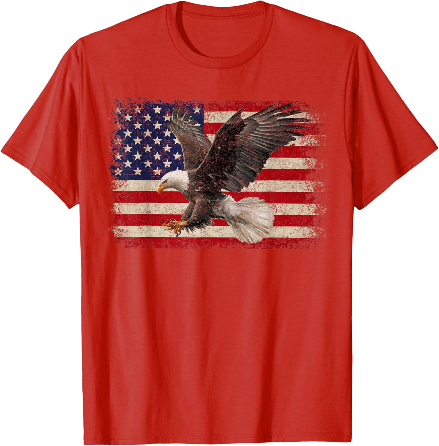Patriotic Bald Eagle 4th of July T-Shirt with USA Flag Design - 1