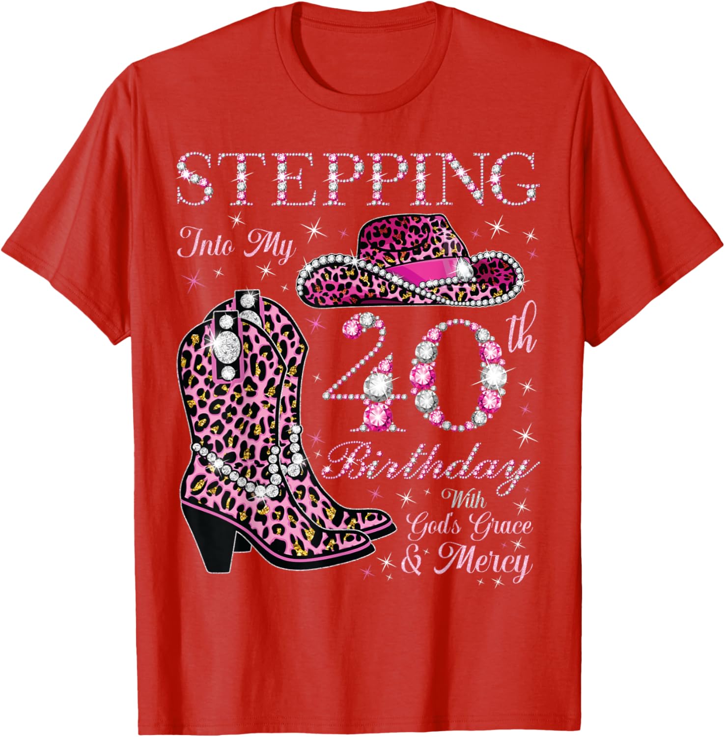 40th Birthday T-Shirt with God's Grace and Mercy for Celebrating Life - 1