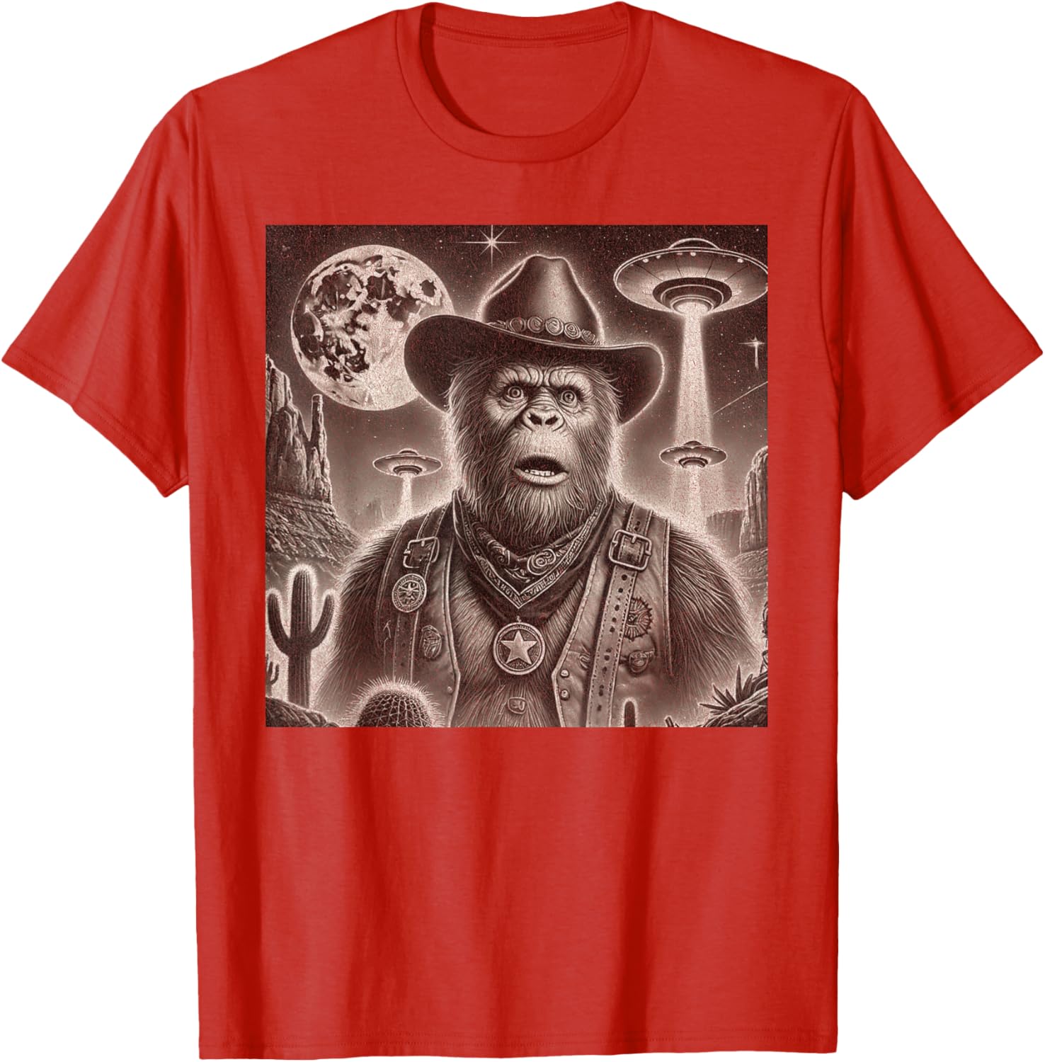 Bigfoot UFO Selfie T-Shirt for Fun Loving Alien Enthusiasts - 8
