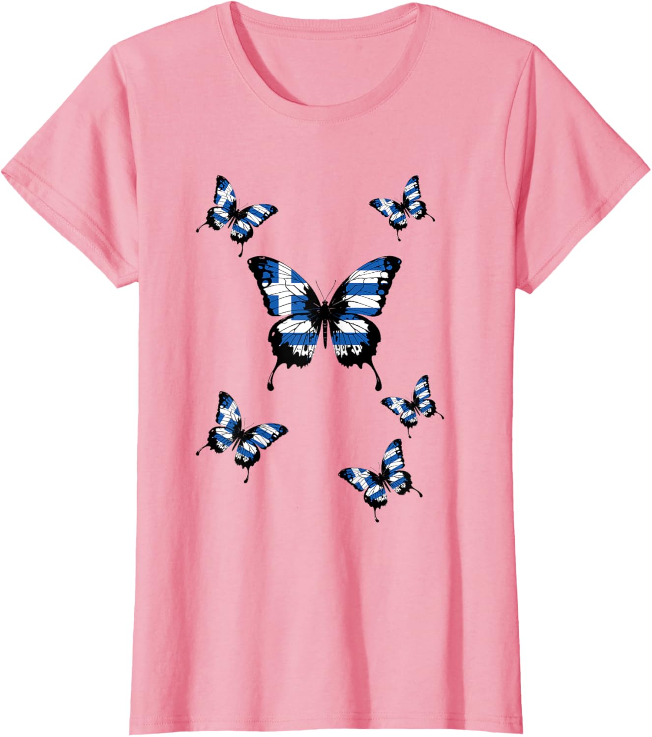 Women's Greece Flag Butterfly T-Shirt for Greek Pride and Style - 1