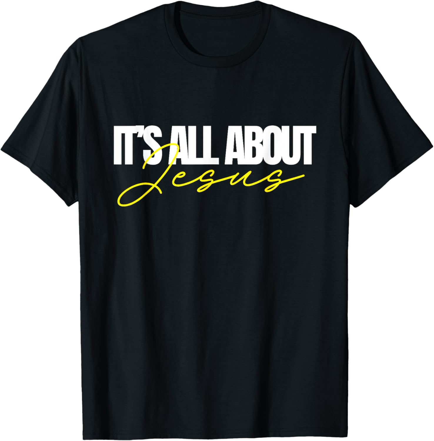 KM Ministries It's All About Jesus Unisex Black Tee Modern Crew Neck - 8
