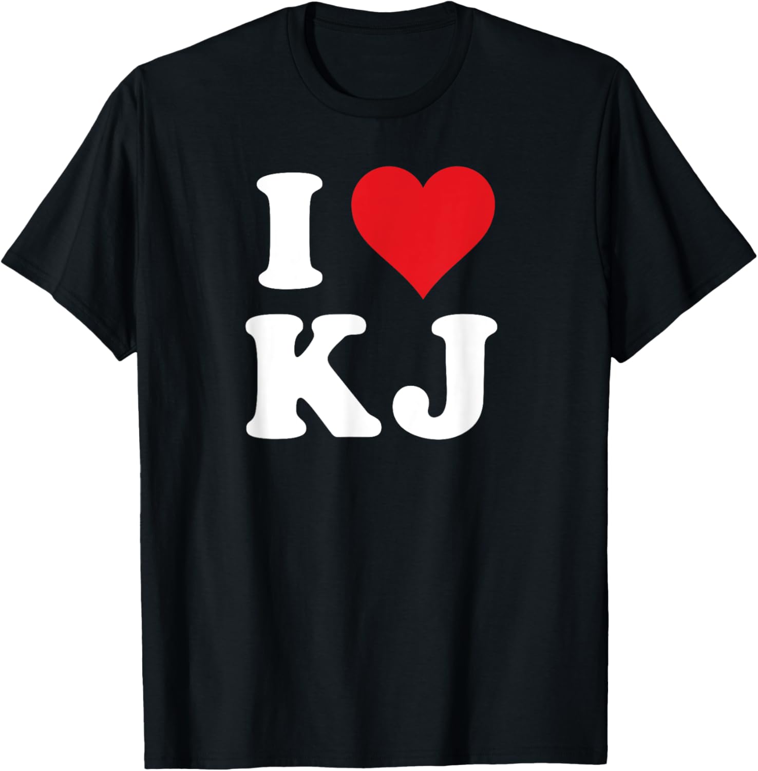 I Love KJ Initials Heart Design K J T-Shirt for Stylish Casual Wear - 6