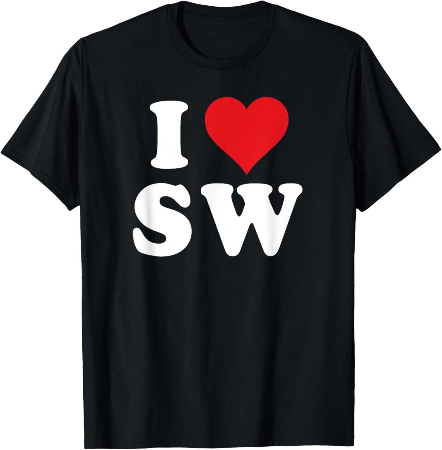 I Love SW Initials Heart T-Shirt for Stylish SW Fans and Gift Ideas - 14