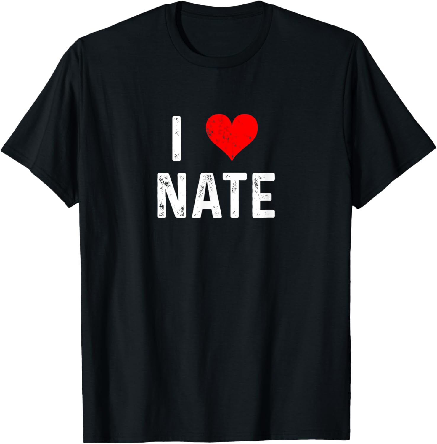 I Love Nate Distressed Heart T-Shirt for Casual Style Lovers - 16