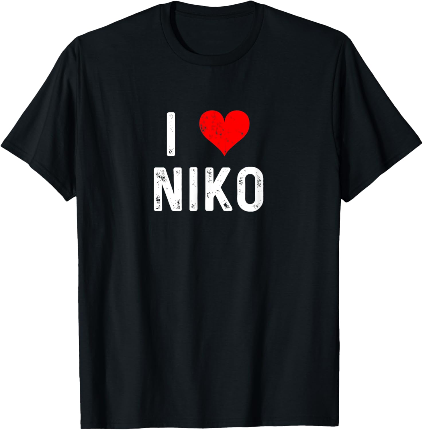 I Love Niko Distressed Heart T-Shirt for Casual Everyday Style - 12