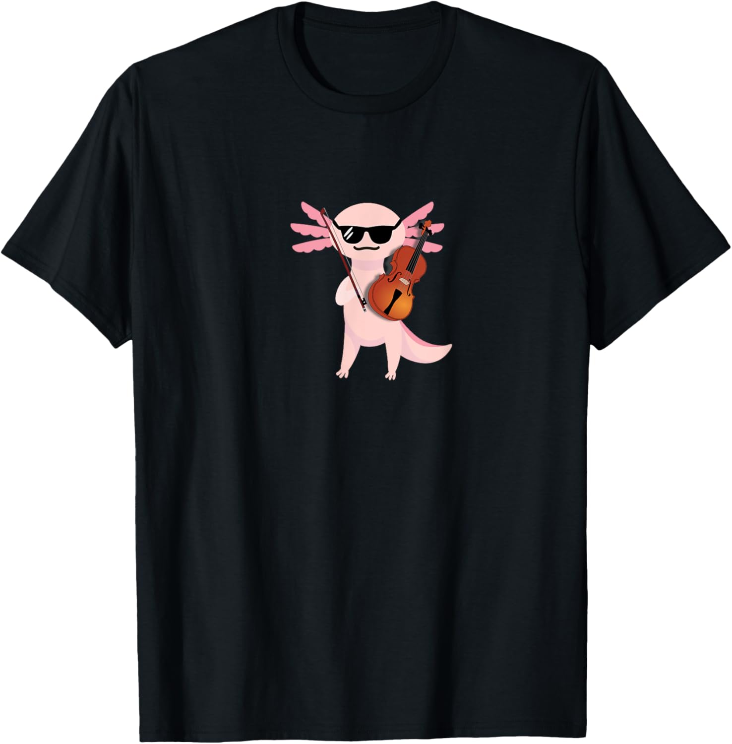 Cute Axolotl T-Shirt with Sunglasses Playing Violin for Fun Style - 6