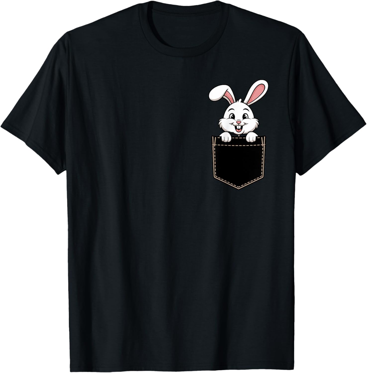 Cute Funny Rabbit Pocket T-Shirt for Men and Women - Adorable Animal Tee - 22