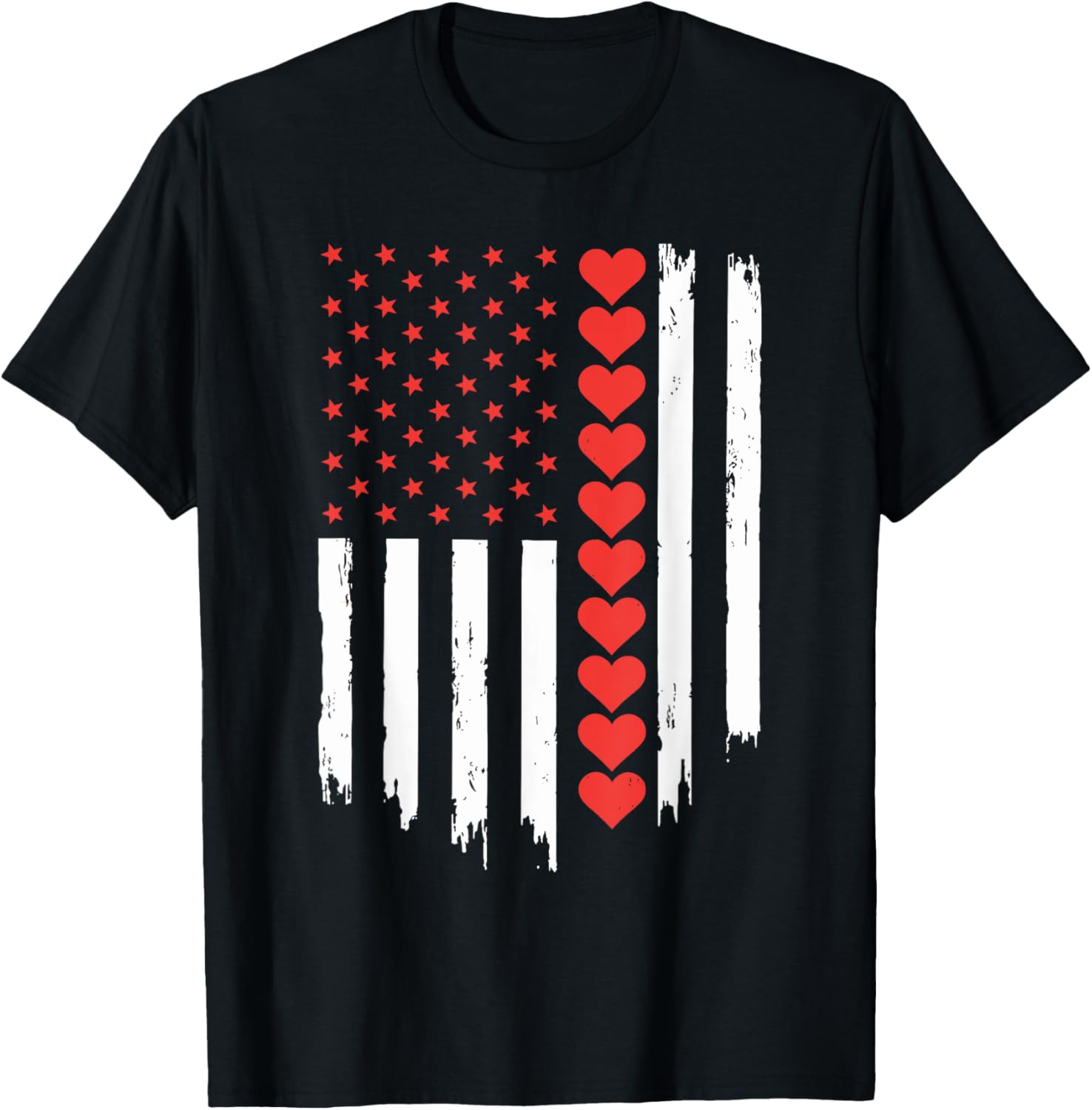 Vintage Valentine's Day American Flag Heart T-Shirt for Men and Boys - 1