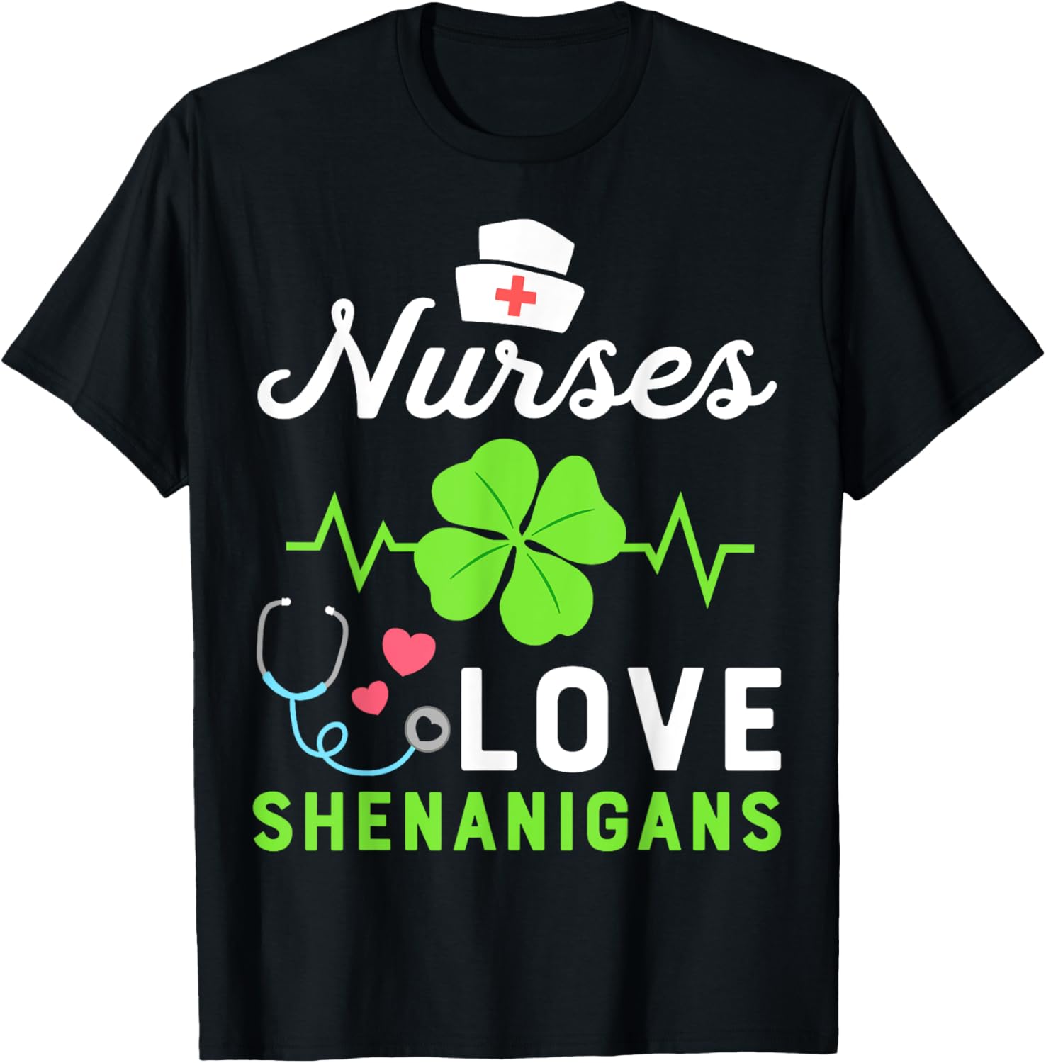 Nurse St Patricks Day Shamrock Heart T-Shirt for Fun Nursing Shenanigans - 4