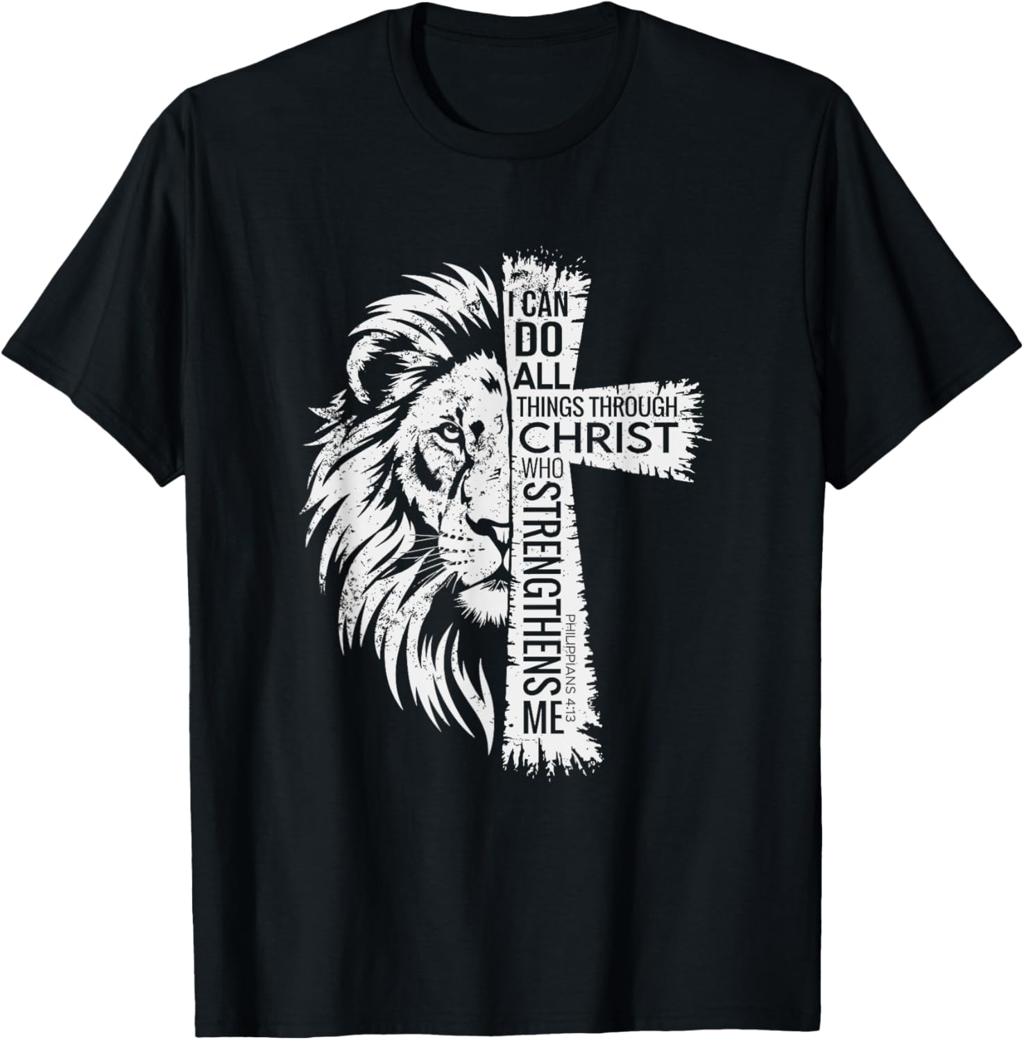 Lion of Judah and Cross Shirt with Philippians 4:13 Inspirational Tee - 5