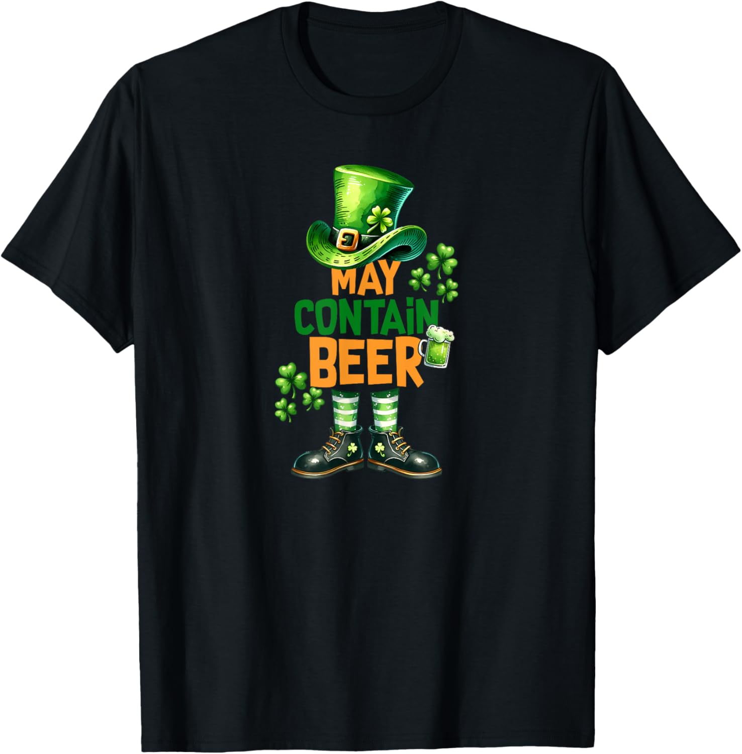 Funny May Contain Beer St Patrick's Day T-Shirt for Celebrations - 24