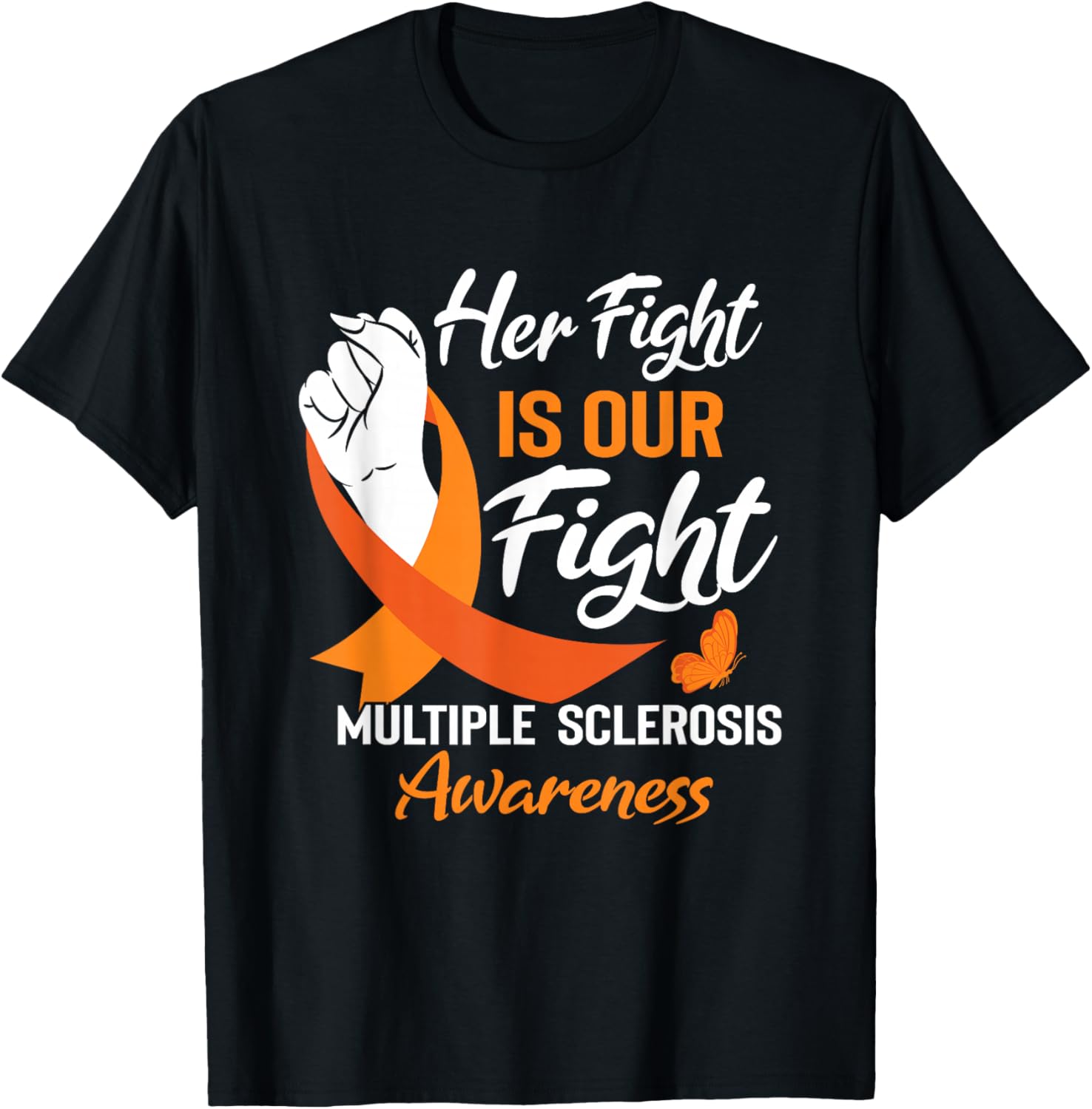 MS Multiple Sclerosis Awareness Orange Ribbon T-Shirt for Supporters - 8