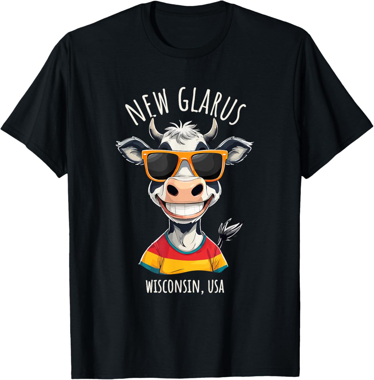 Funny Cow Cartoon T-Shirt from New Glarus WI USA - Unique Gift Idea - 15