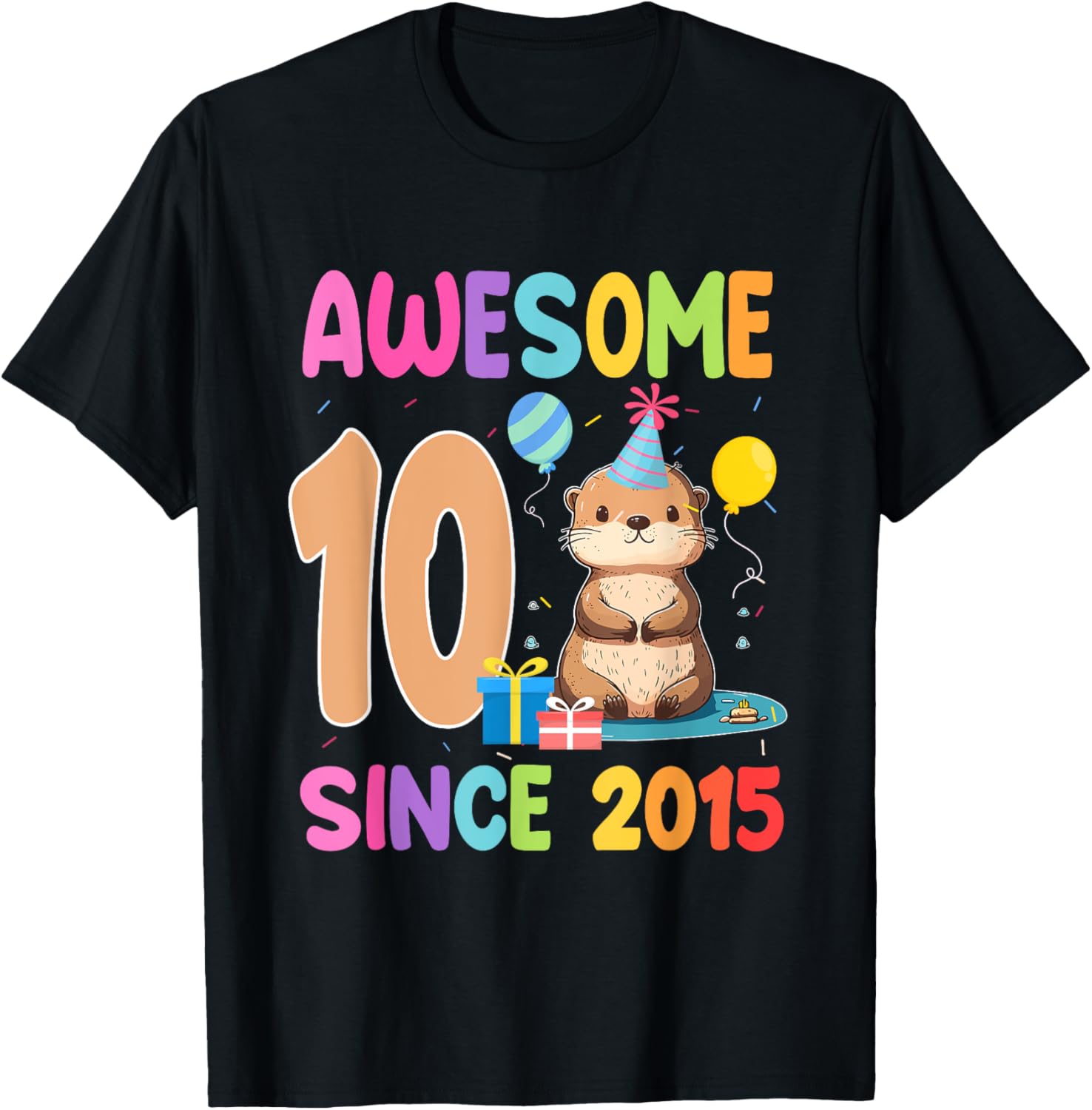Cute Otter T-Shirt for 10th Birthday Celebration – Awesome Since 2015 - 13