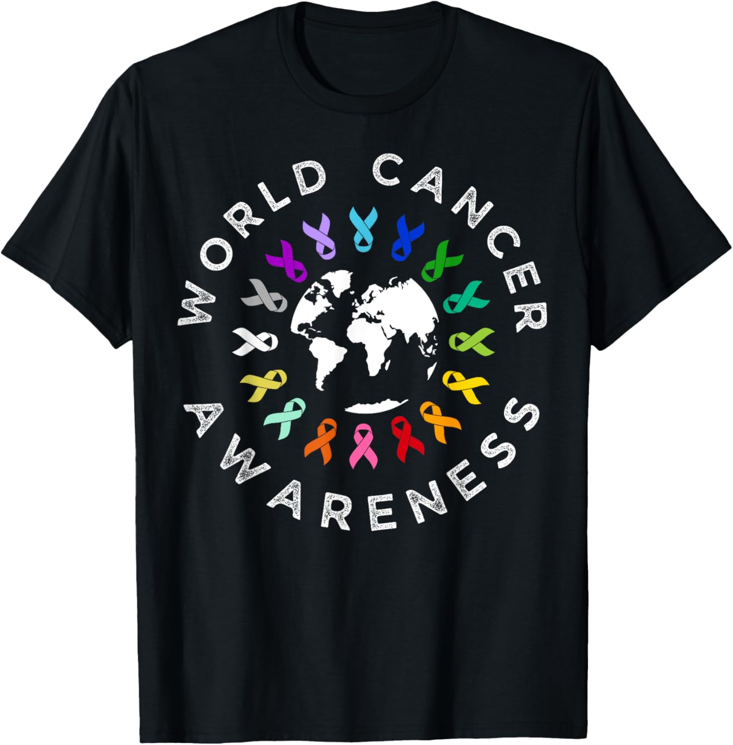 World Cancer Day Awareness Multi-Color Ribbon T-Shirt for Supporters - 18