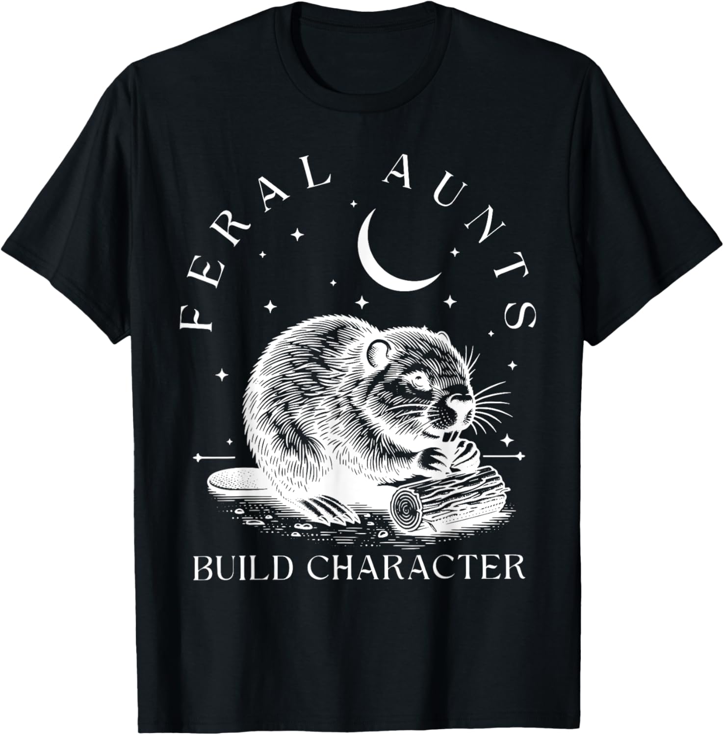 Funny Retro Aunt T-Shirt with Cute Beaver Design – Build Character Style - 5