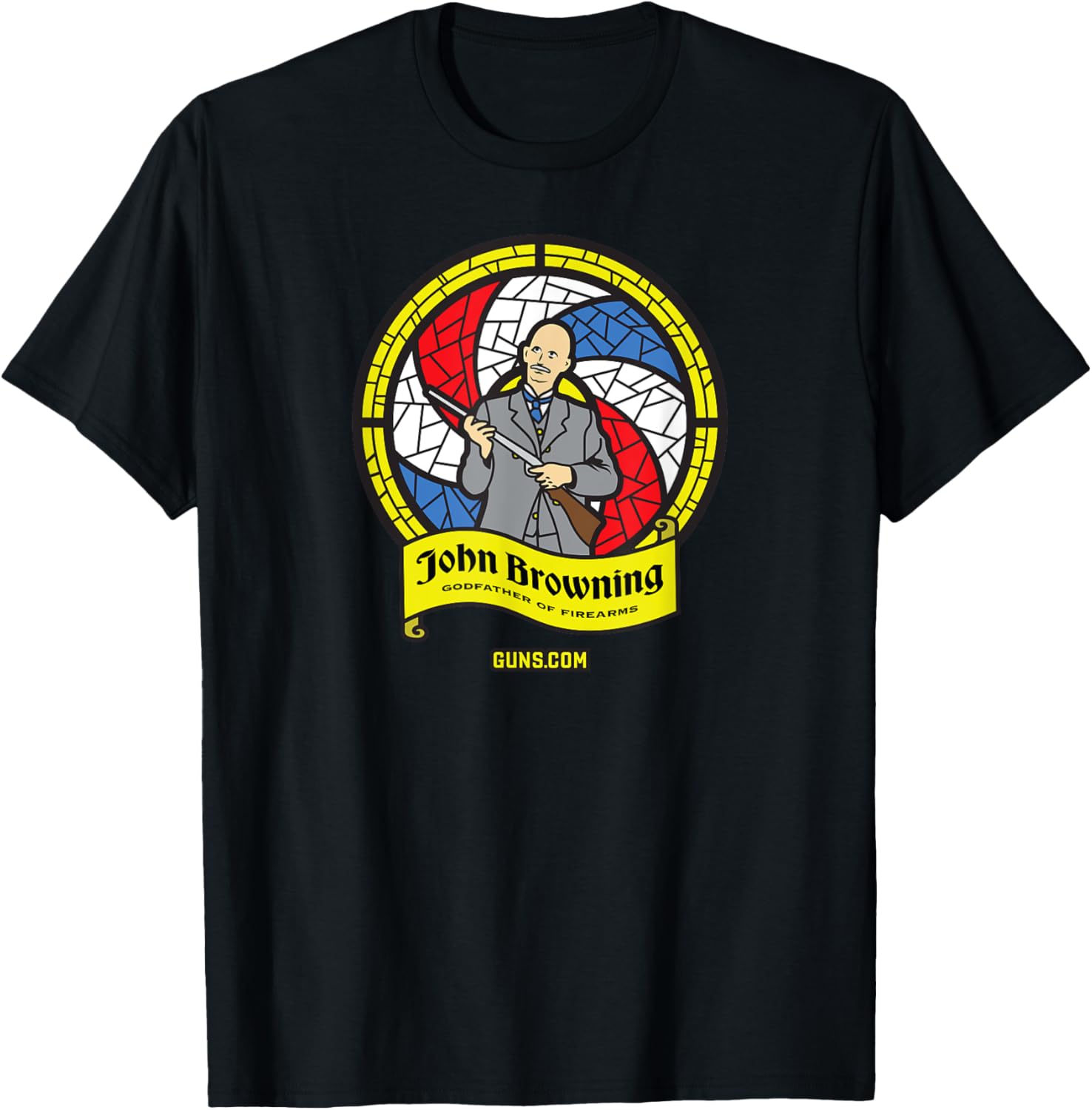 Stylish John Browning Stained Glass T-Shirt for Art Lovers and Adventurers - 1