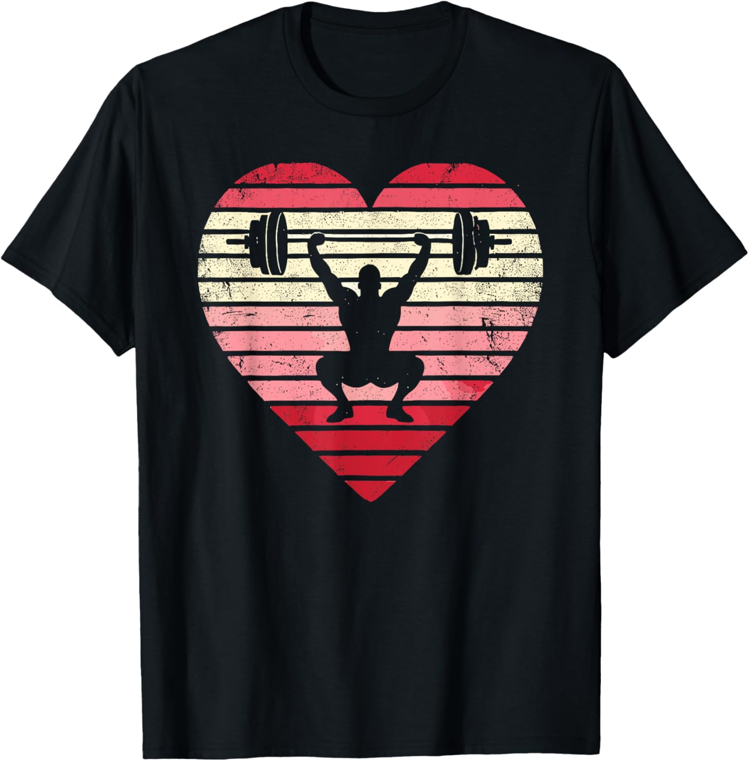 Vintage Retro Heart Weightlifting Gym T-Shirt for Men Fitness Enthusiasts - 11