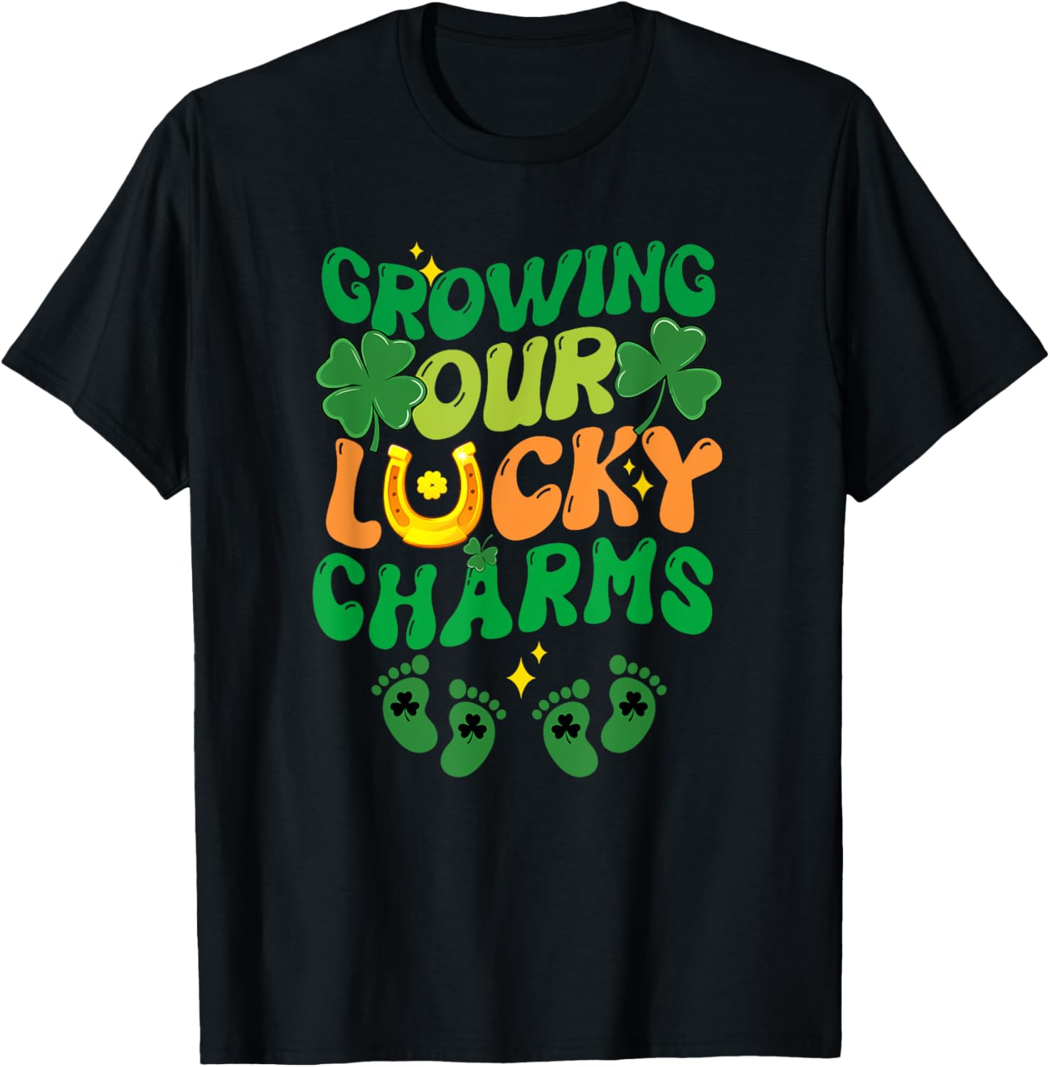 St Patrick's Day Pregnancy T-Shirt for Twin Moms with Lucky Charms Design - 17