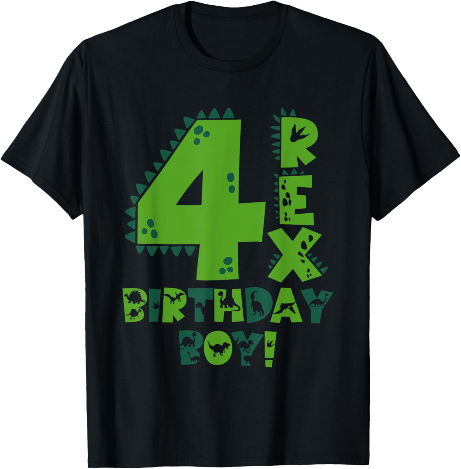 Fun Four Rex Dinosaur T-Shirt for 4-Year-Old Birthday Boys - 14