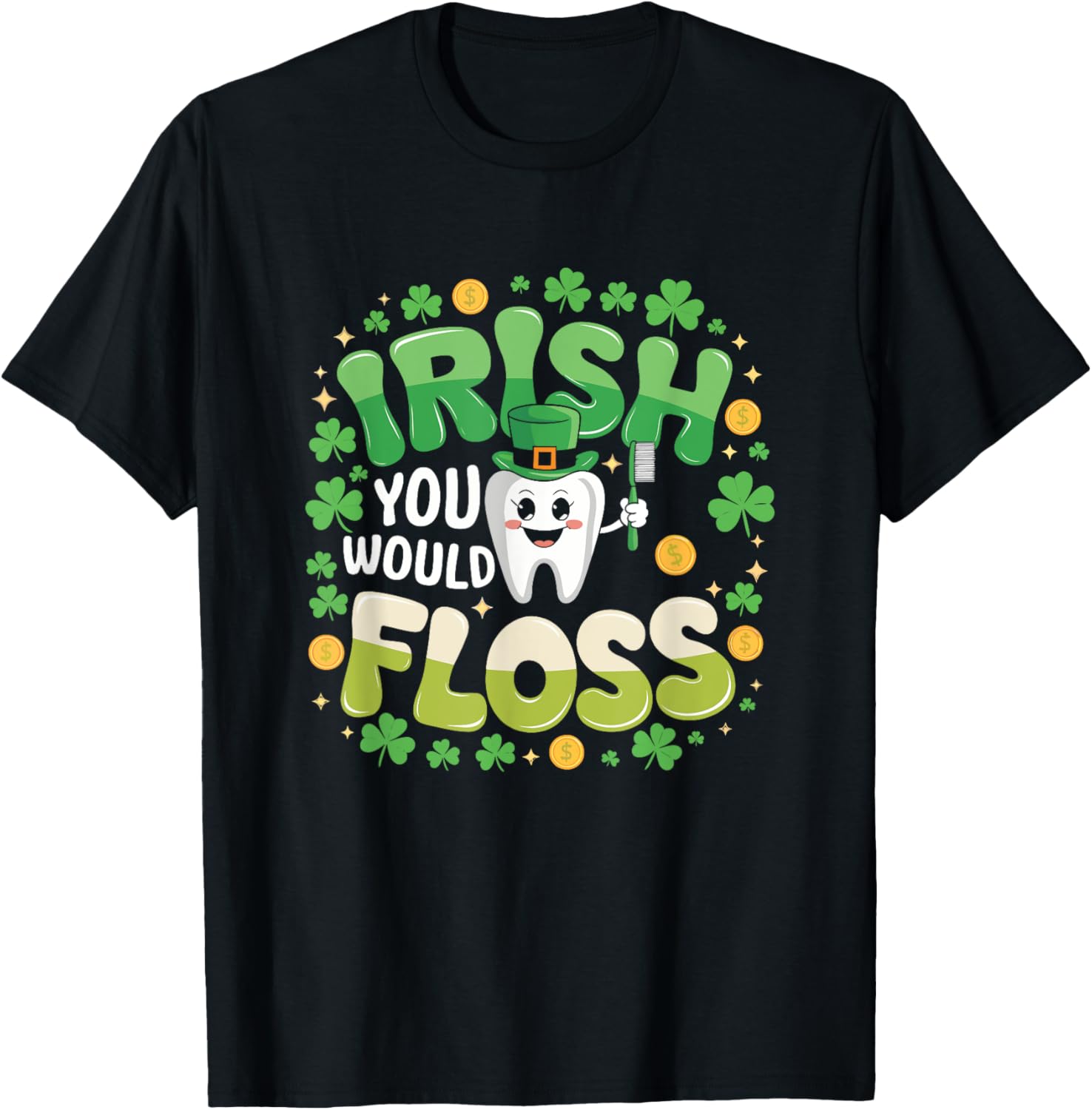 Retro Irish St Patrick's Day Flossing Dentist T-Shirt for Fun Celebrations - 2