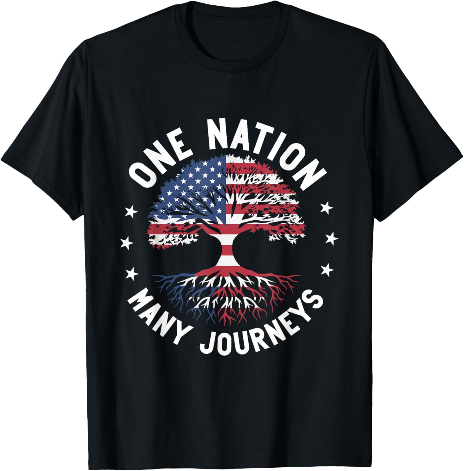 One Nation Many Journeys Immigrant Roots American Heritage T-Shirt - 1