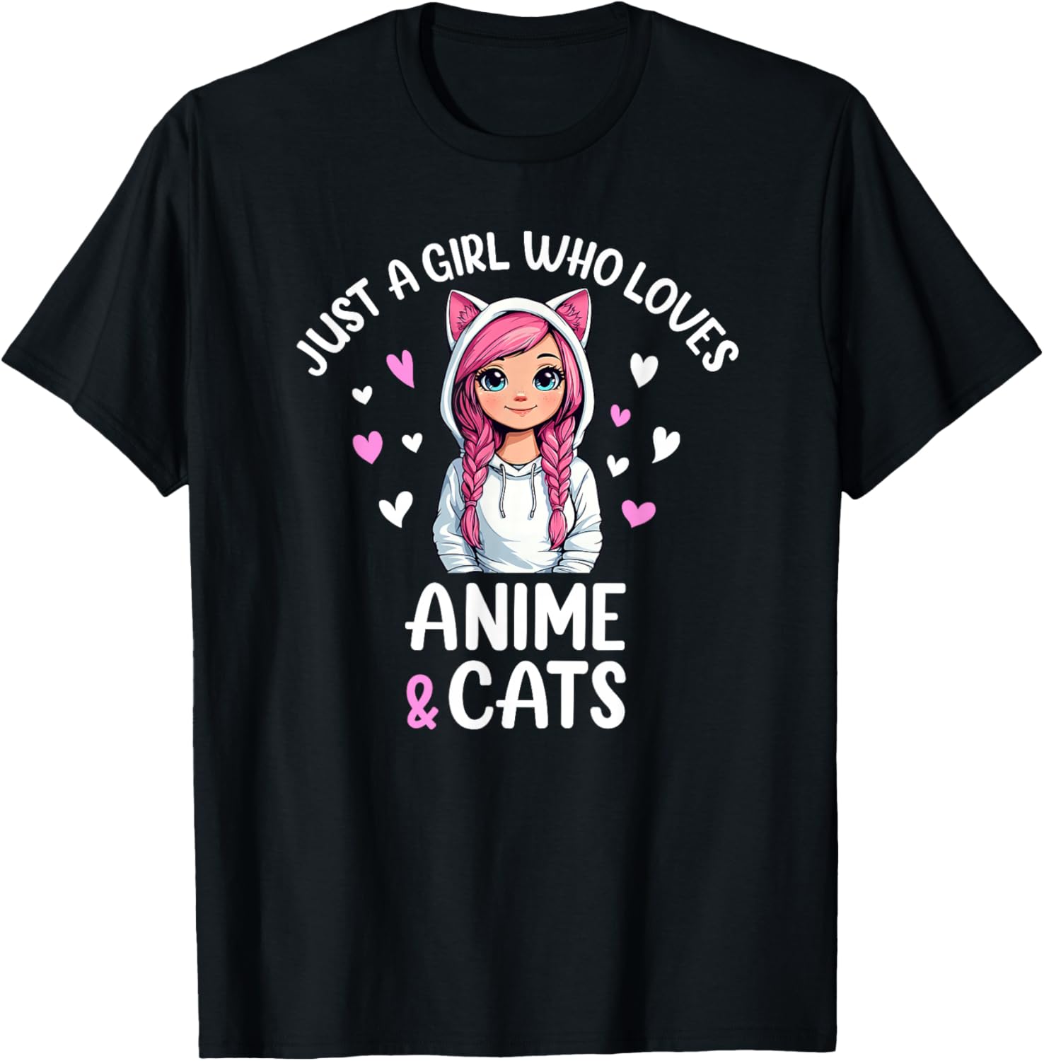 Just A Girl Who Loves Anime and Cats T-Shirt for Cat and Anime Fans - 17