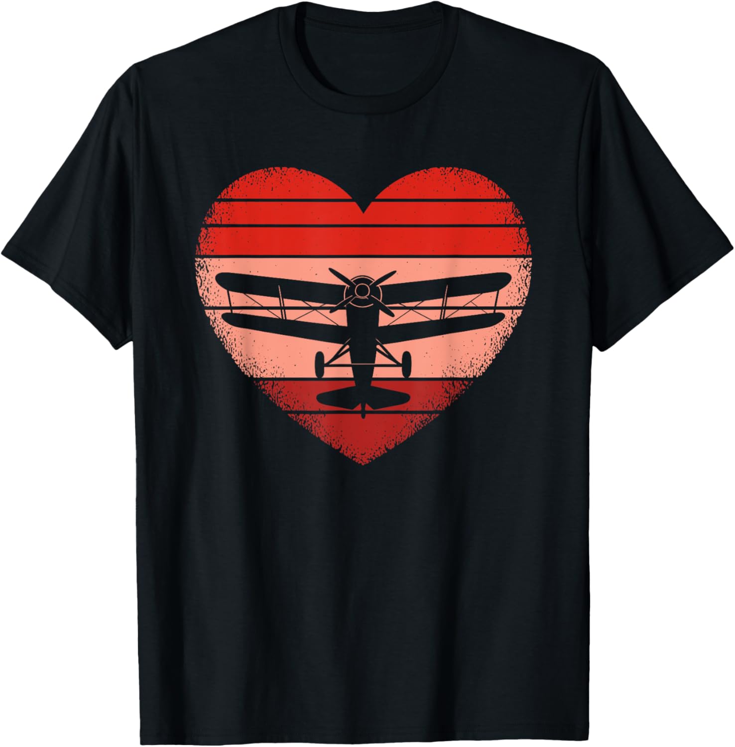 Retro Airplane Heart T-Shirt for Pilots - Cute Valentine Tee for All Ages - 1