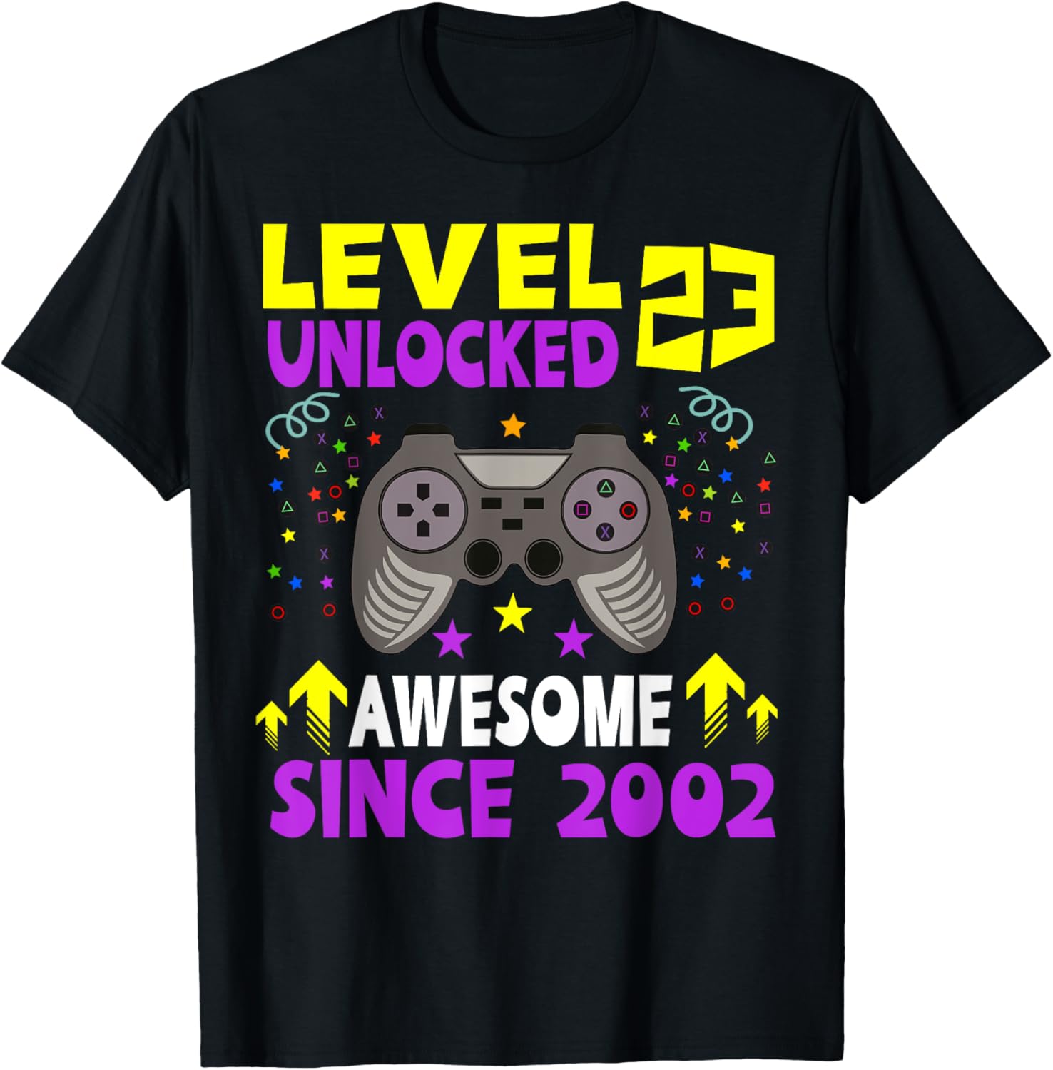 Level 23 Unlocked 23rd Birthday Gaming T-Shirt for Gamers Since 2002 - 1