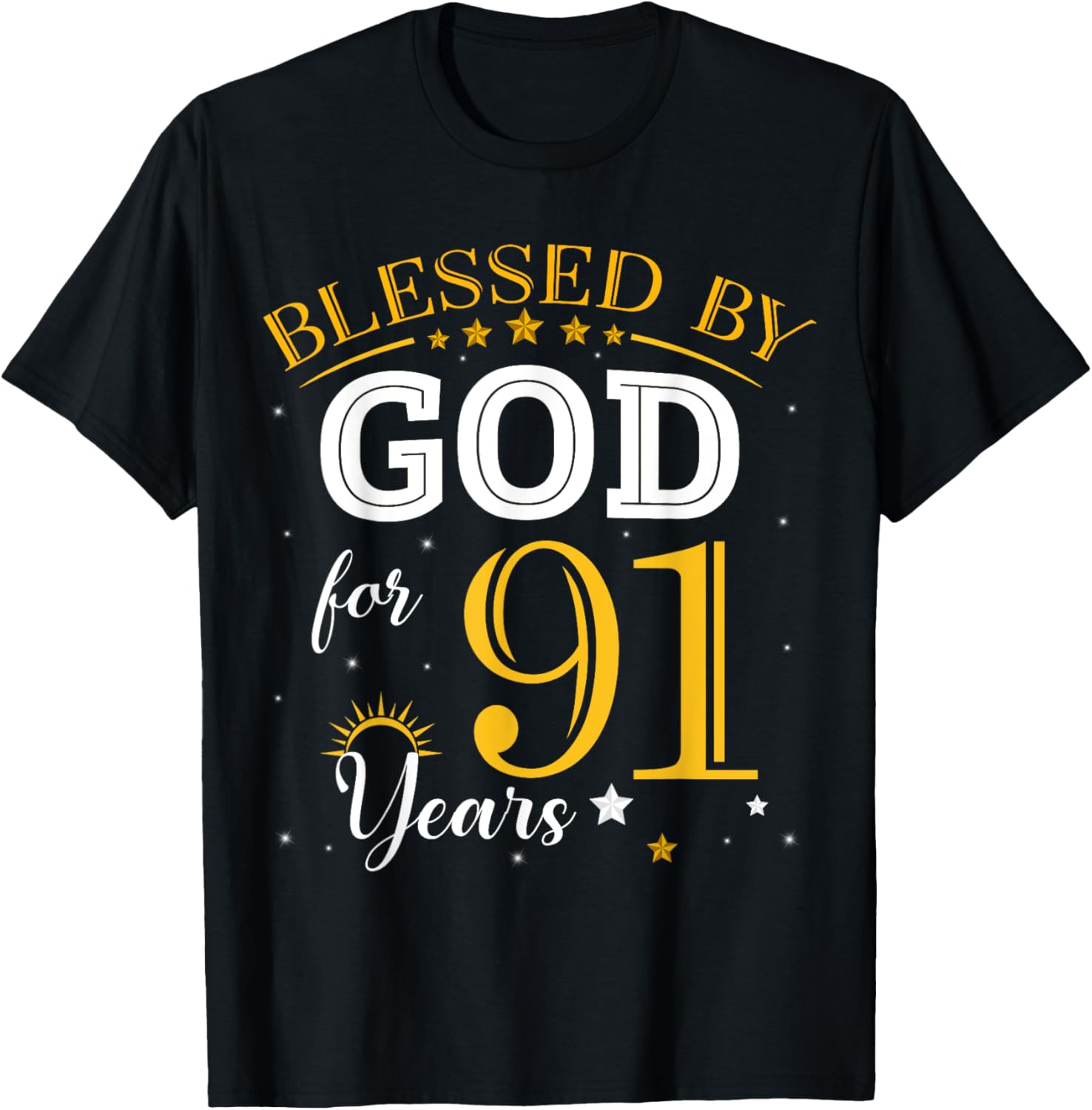 Vintage Blessed by God 91 Years Old Birthday Girl T-Shirt Gift - 12
