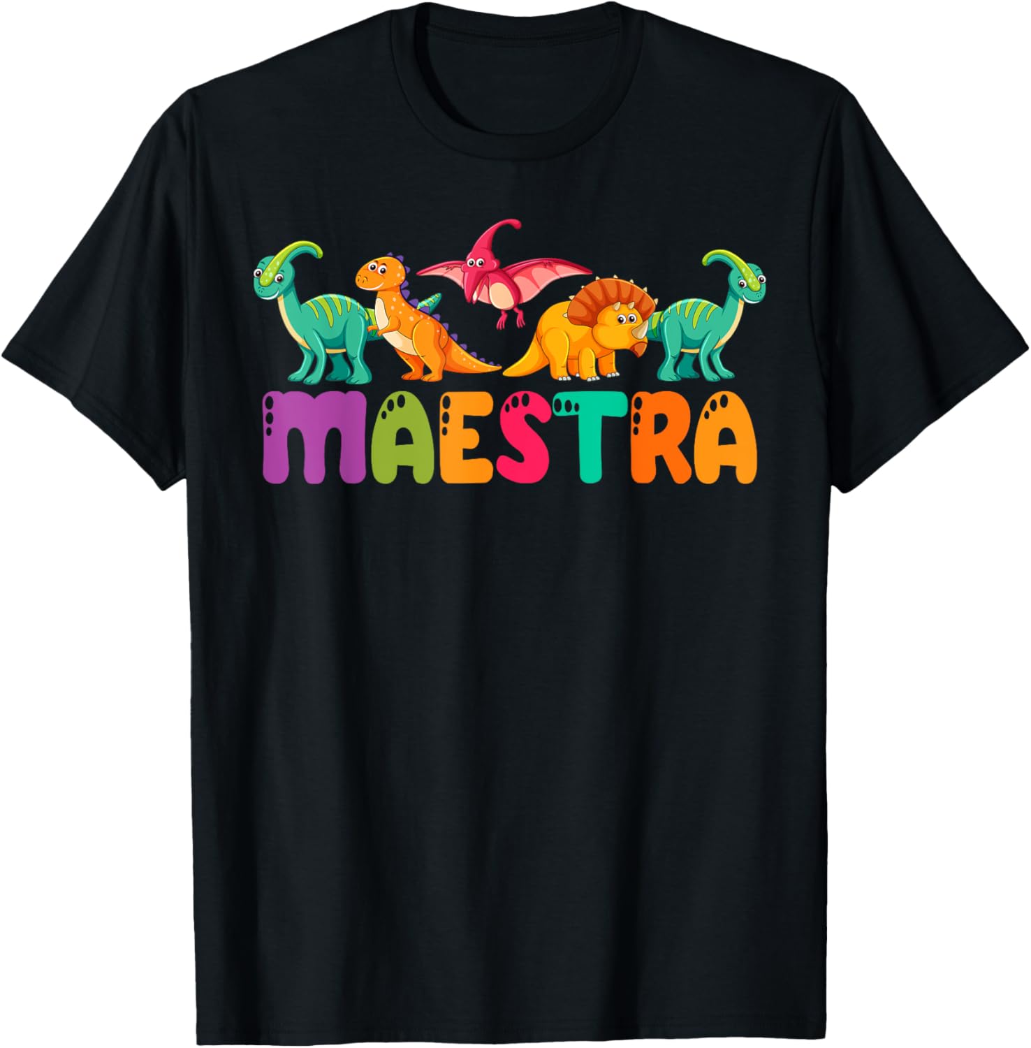 Cute Dinosaurs Bilingual Teacher T-Shirt for Maestra Spanish Teachers - 10