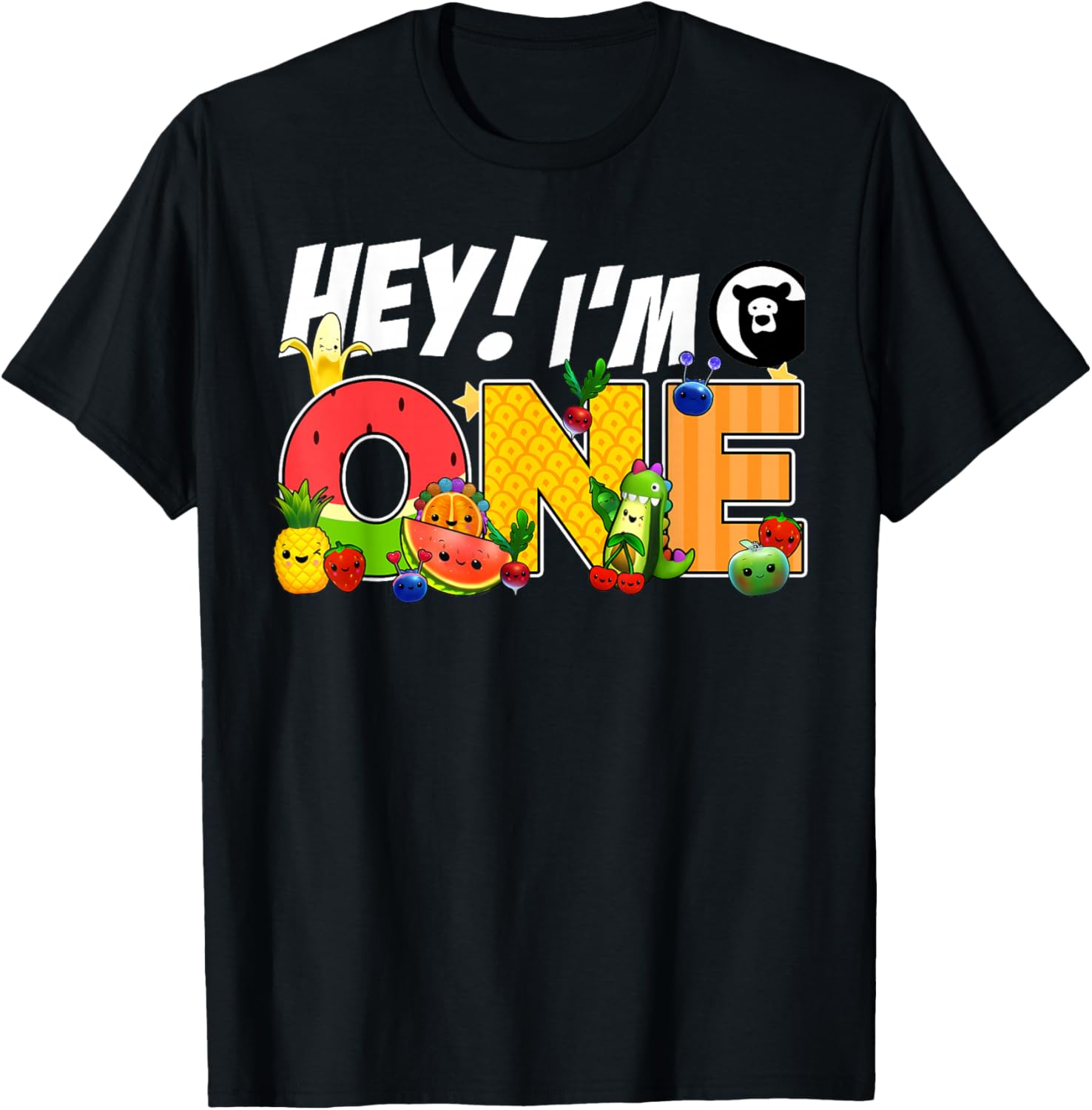 Funny Hey I'm One Birthday Boy T-Shirt for Kids with Cute Fruit Design - 23