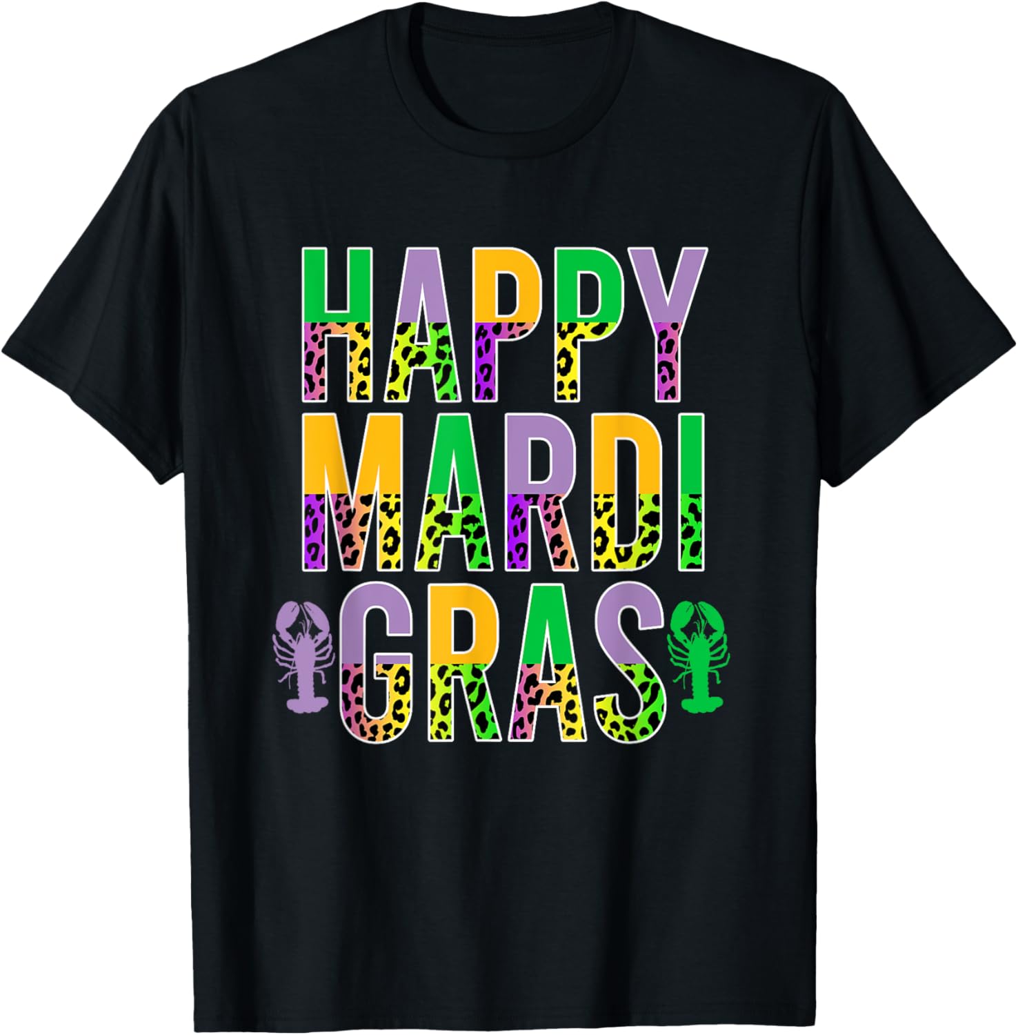 Happy Mardi Gras Leopard Print Crawfish T-Shirt for Men Women Kids - 5