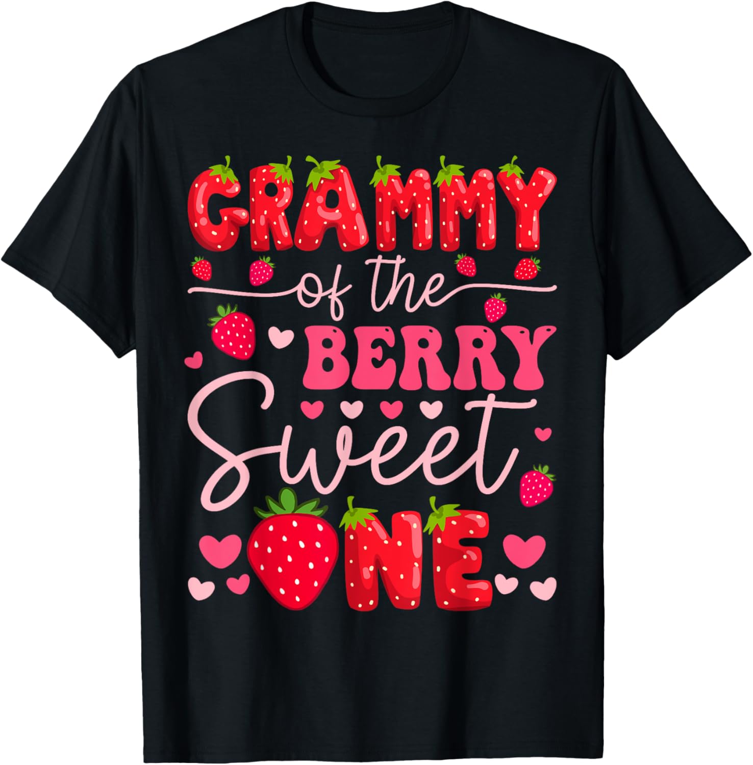 Adorable Strawberry Themed 1st Birthday Girl T-Shirt for Grammy's Sweet One - 9