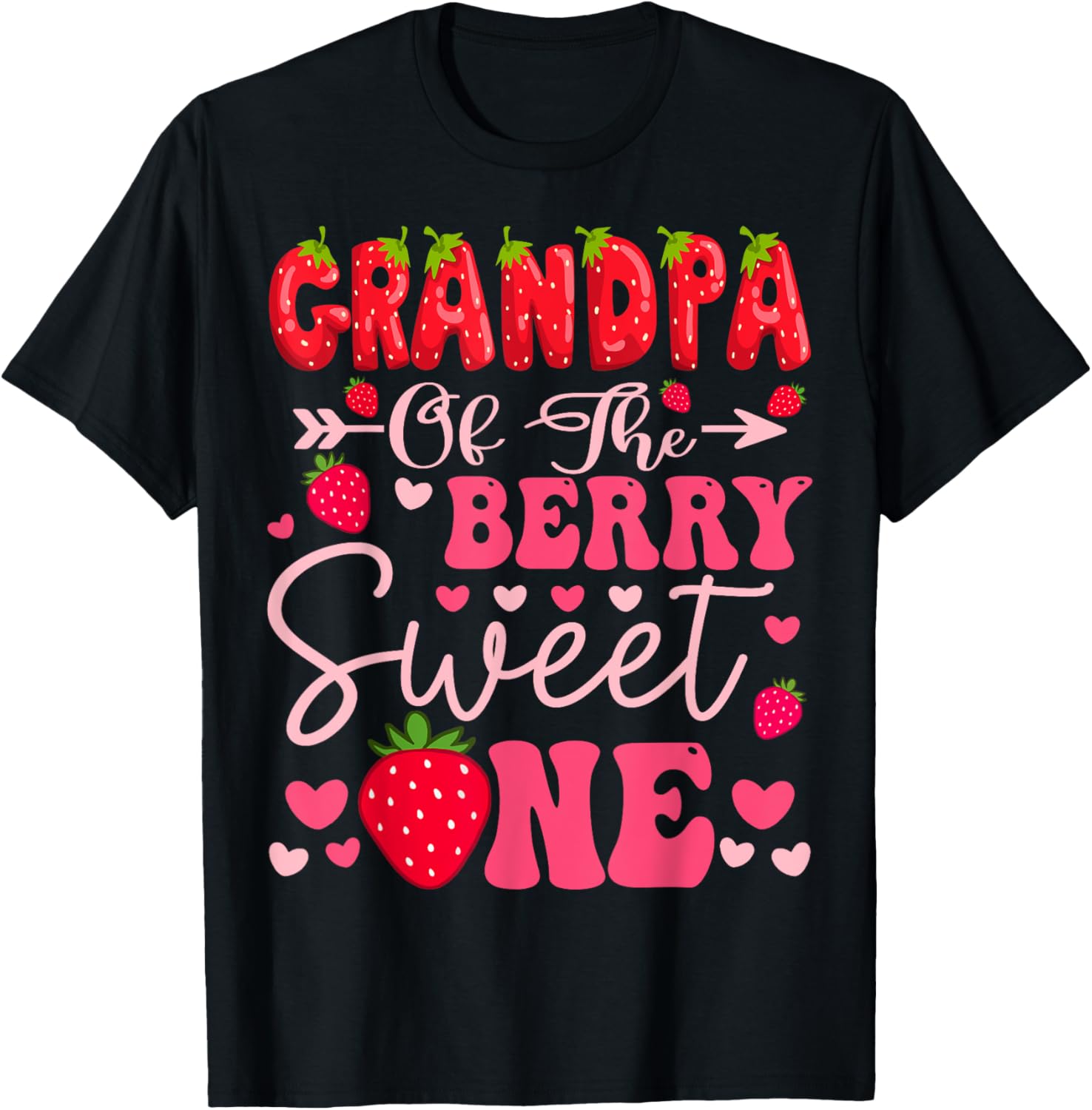 Adorable Grandpa Of The Berry Sweet One Strawberry Birthday T-Shirt - 9