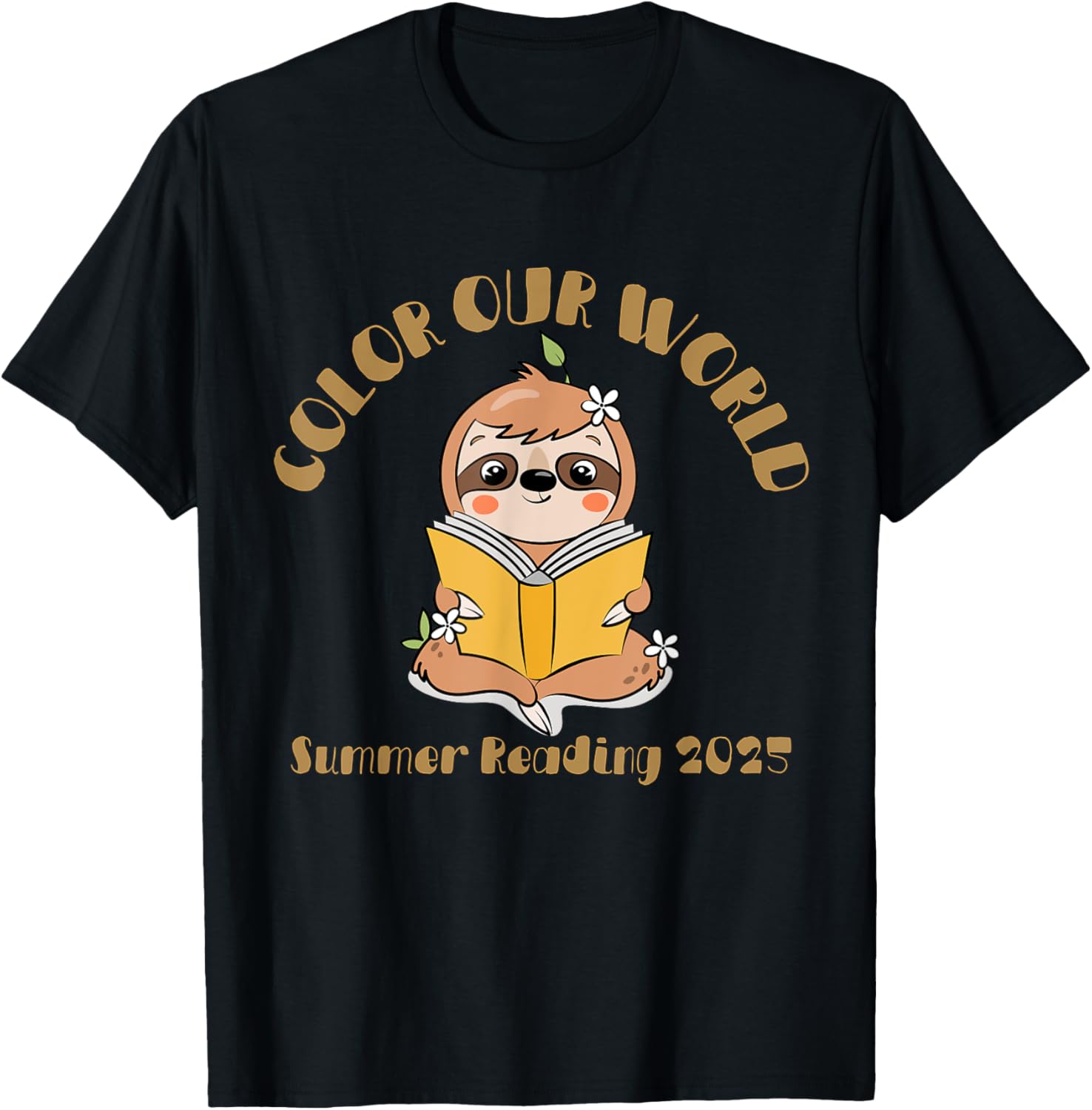 Color Our World 2025 Summer Reading Program Sloth T-Shirt for Kids - 4