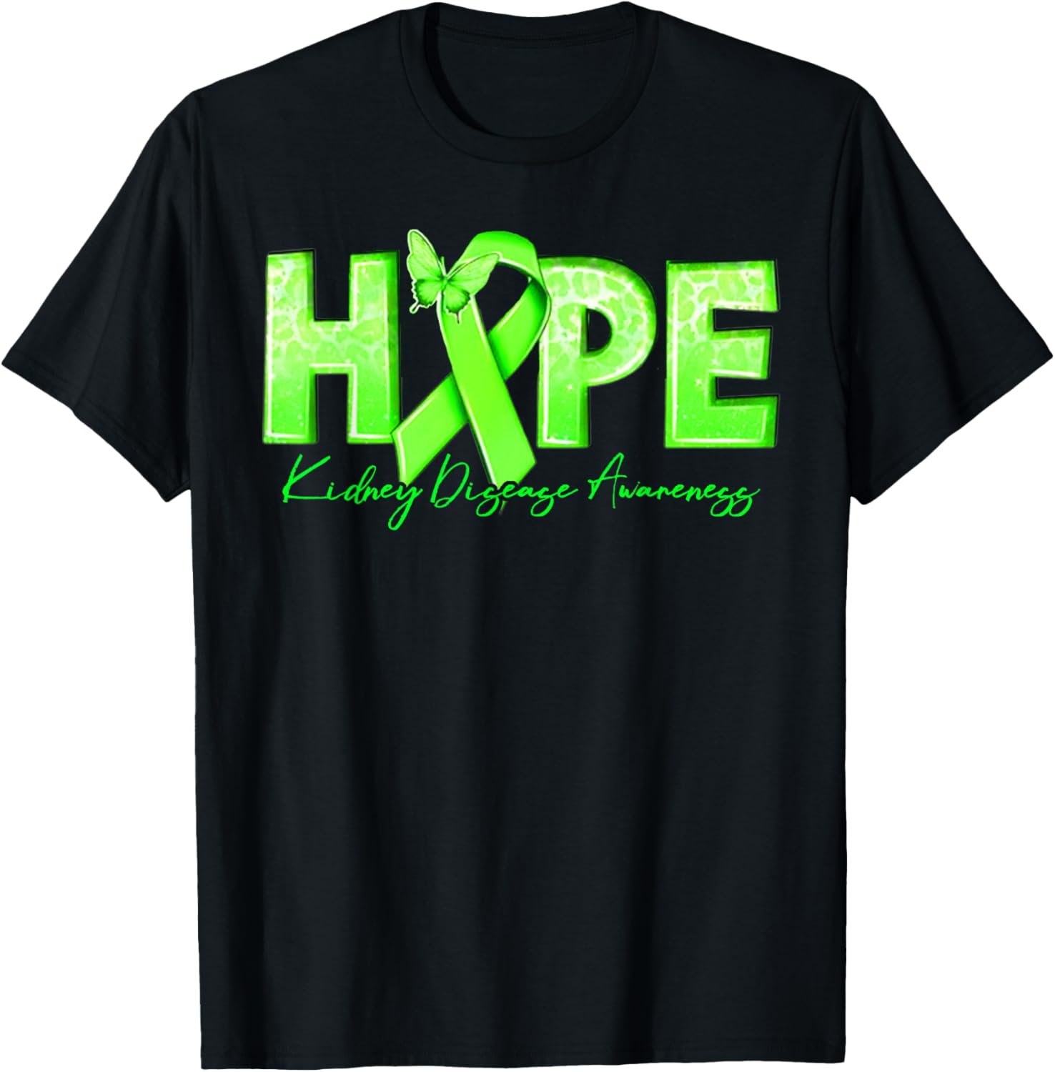 Hope Kidney Disease Awareness Green Ribbon T-Shirt for Renal Health Support - 17